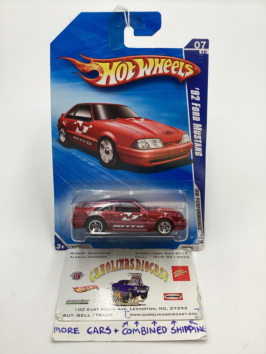 2010 Hot Wheels 92 Ford Mustang Red #105 20A