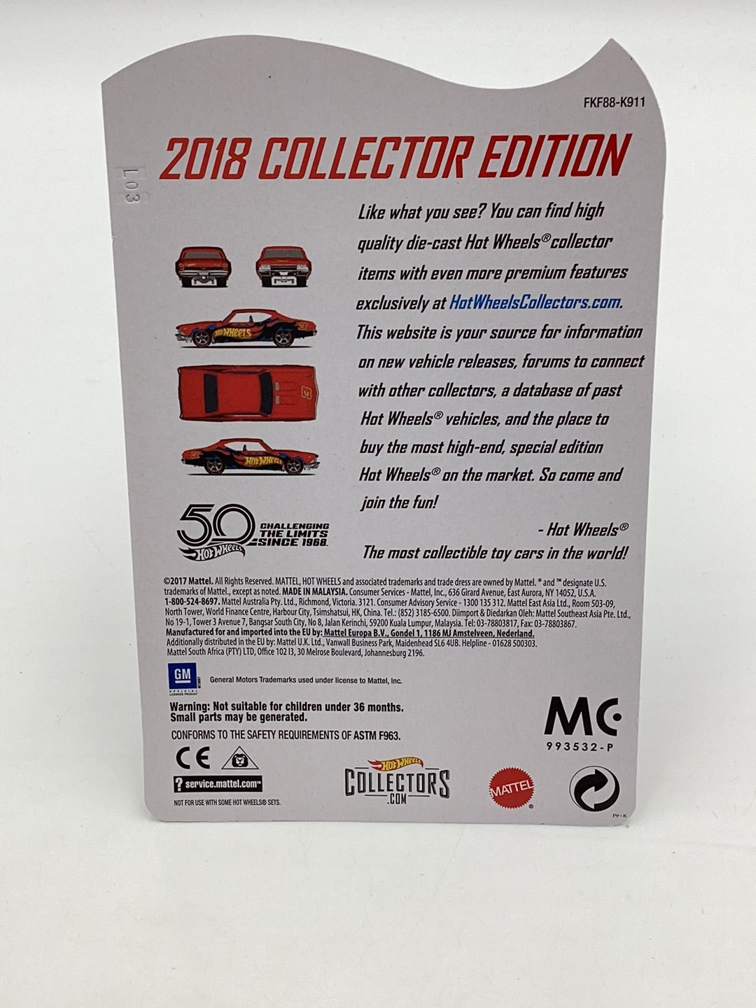 Hot Wheels Mail in 2018 Collectors Edition RLC 1969 Chevelle SS 396 with protector