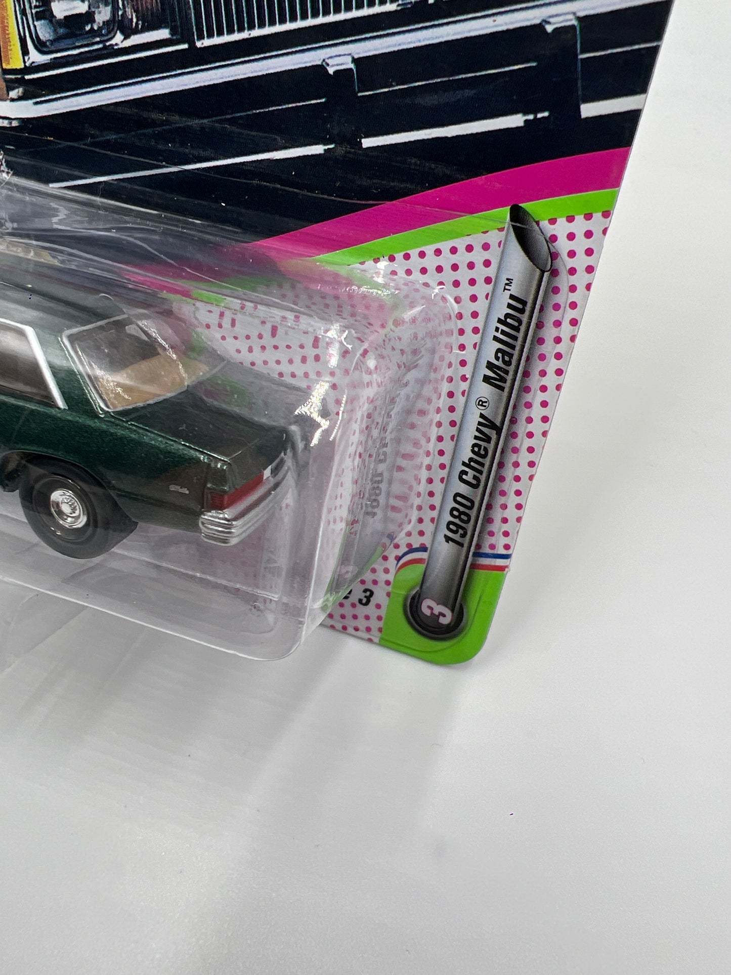 Johnny Lightning 80s Muscle Release 3 Version B 1/2500 1980 Chevy Malibu Green #1