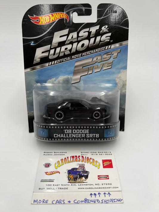 Hot Wheels Retro Entertainment Fast & Furious Fast Five 08 Dodge Challenger SRT8 Black W/Protector