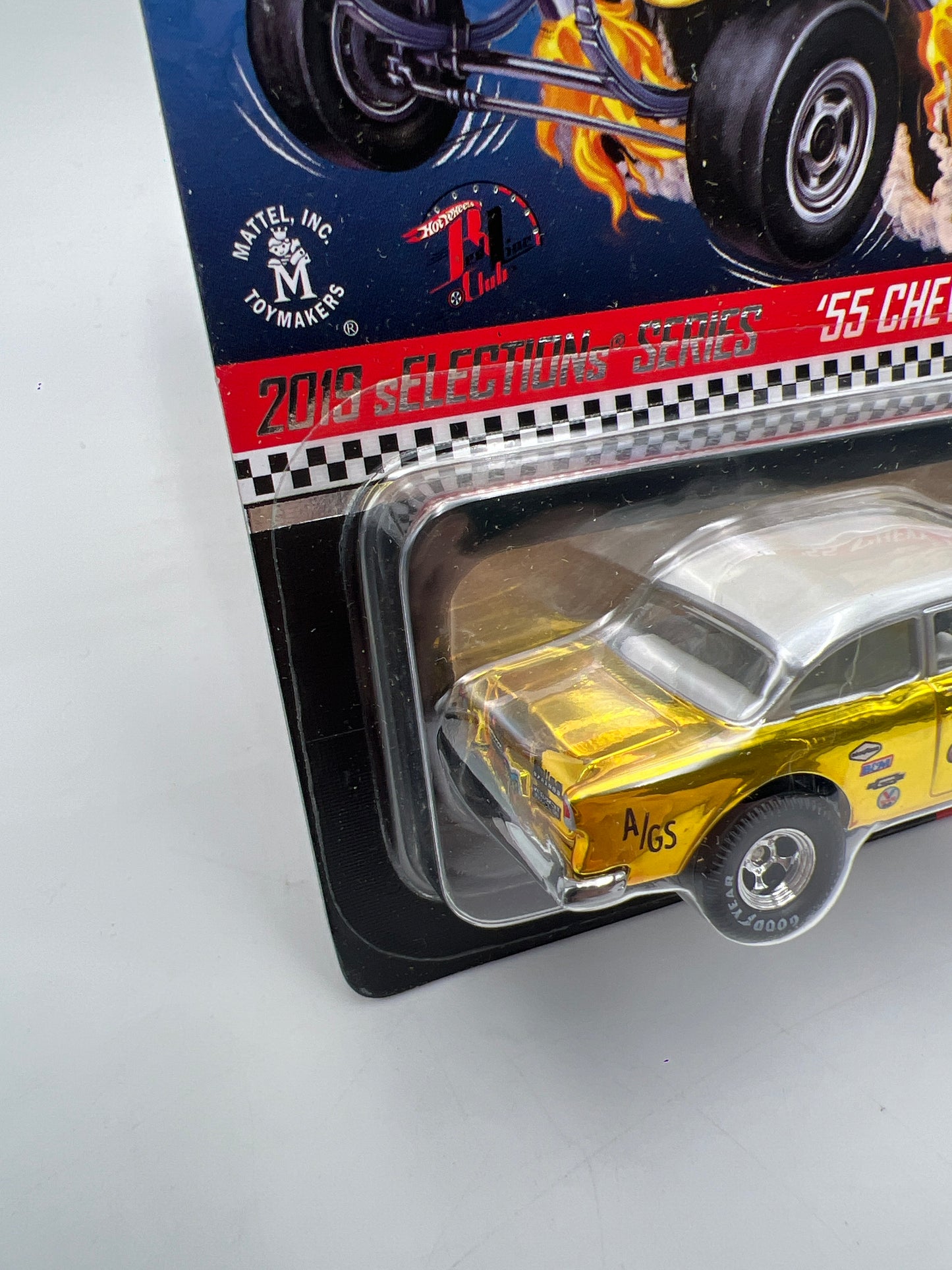 2019 Hot Wheels RLC sELECTIONs Series 55 Chevy Bel Air Gasser Gold W/Protector