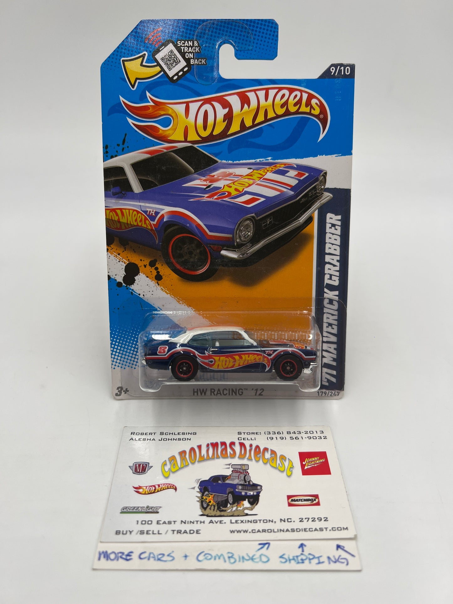 2012 Hot Wheels Super Treasure Hunt #179 71 Maverick Grabber Blue W/Protector