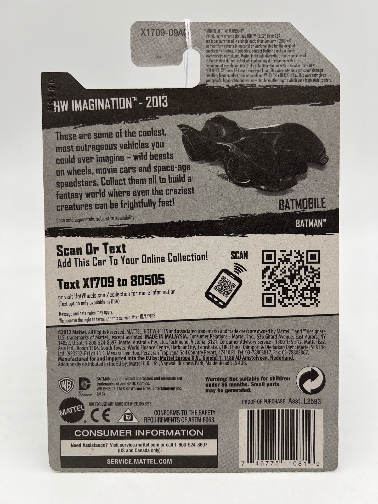 2013 Hot Wheels HW Imagination #61 Batmobile Black 117E
