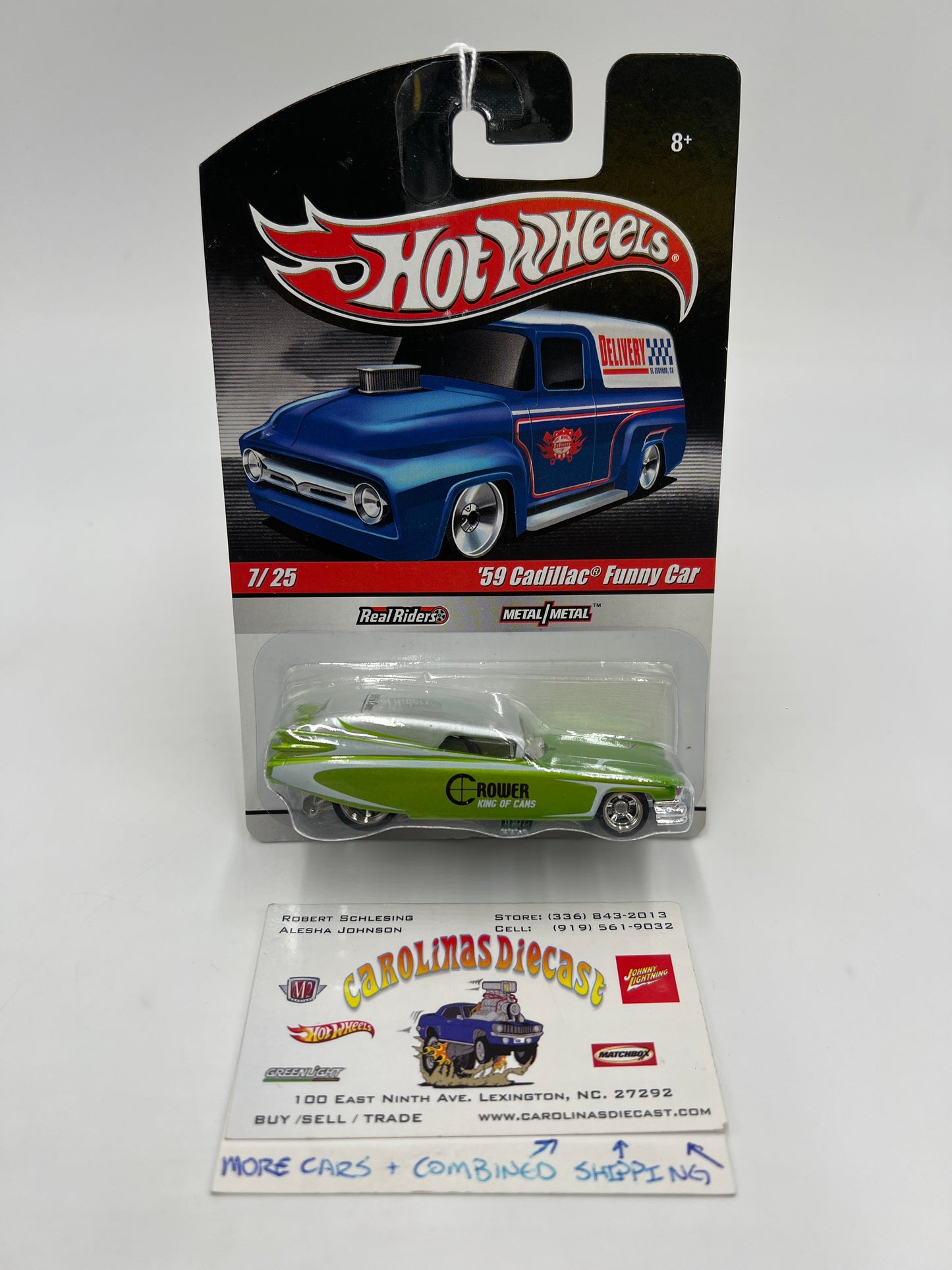 Hot Wheels Slick Rides #7 59 Cadillac Funny Car Crower Cams Green/Silver 242A