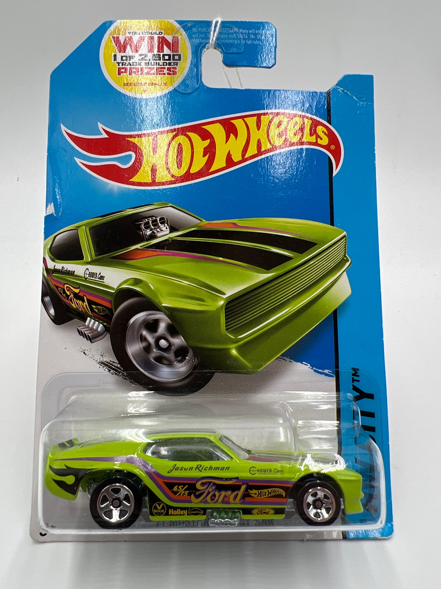2014 Hot Wheels City #99 71 Mustang Funny Car Green (Card Not Perfect) 19C