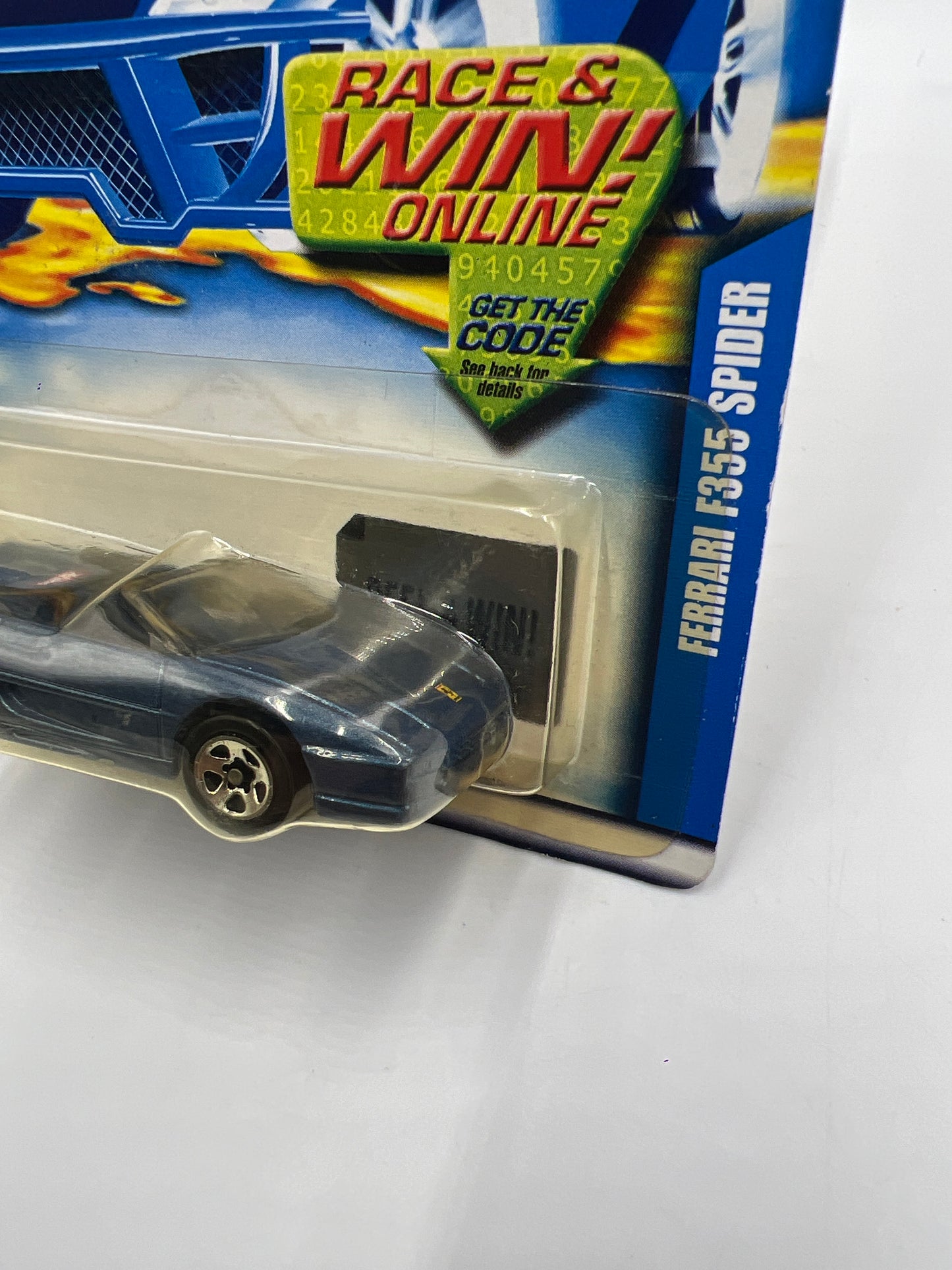 2002 Hot Wheels #164 Ferrari F355 Spider Blue *Yellowed Blister*