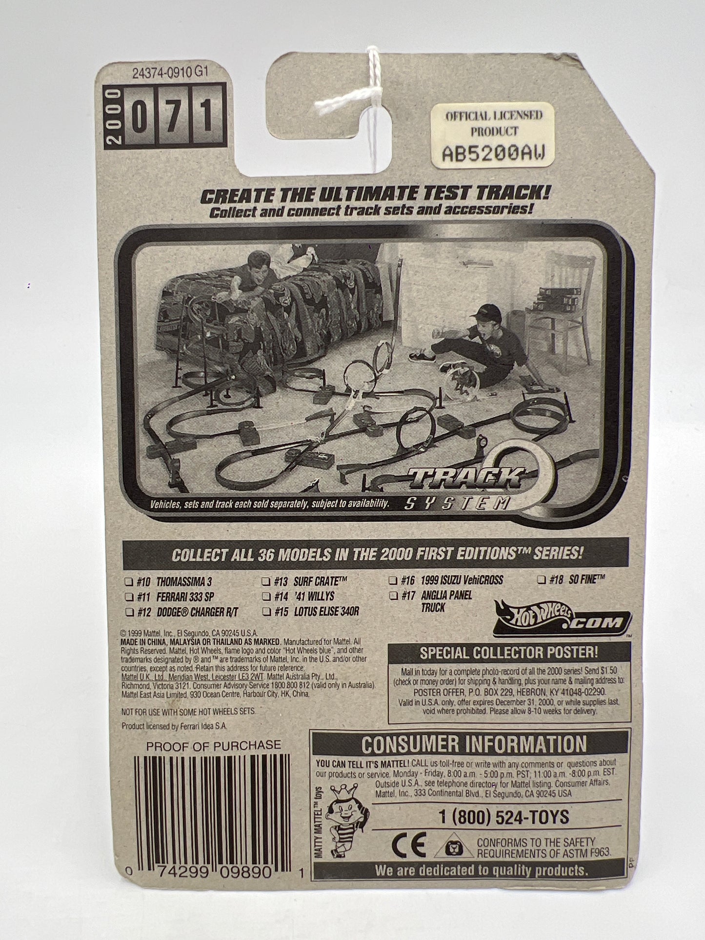 2000 Hot Wheels First Editions #71 Ferrari 333 SP Red SR