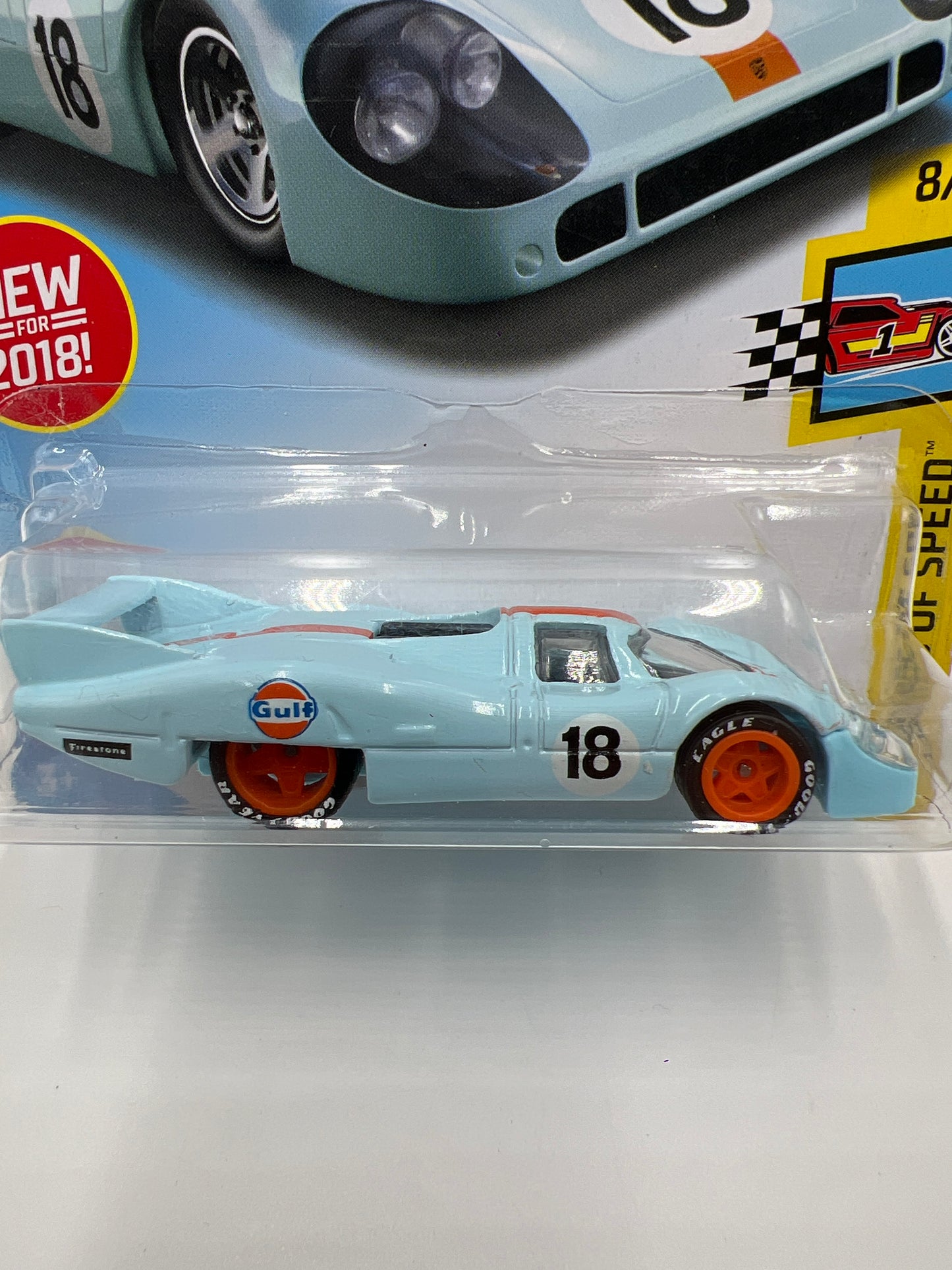 Hot Wheels Porsche 917 LH Blue Gulf Wheel Swap Custom On Card W/Protector SR