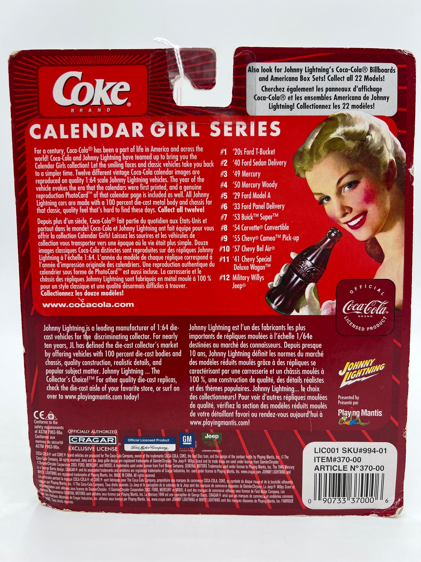 Johnny Lightning Coca Cola Calendar Girl Series #3 49 Mercury Blue