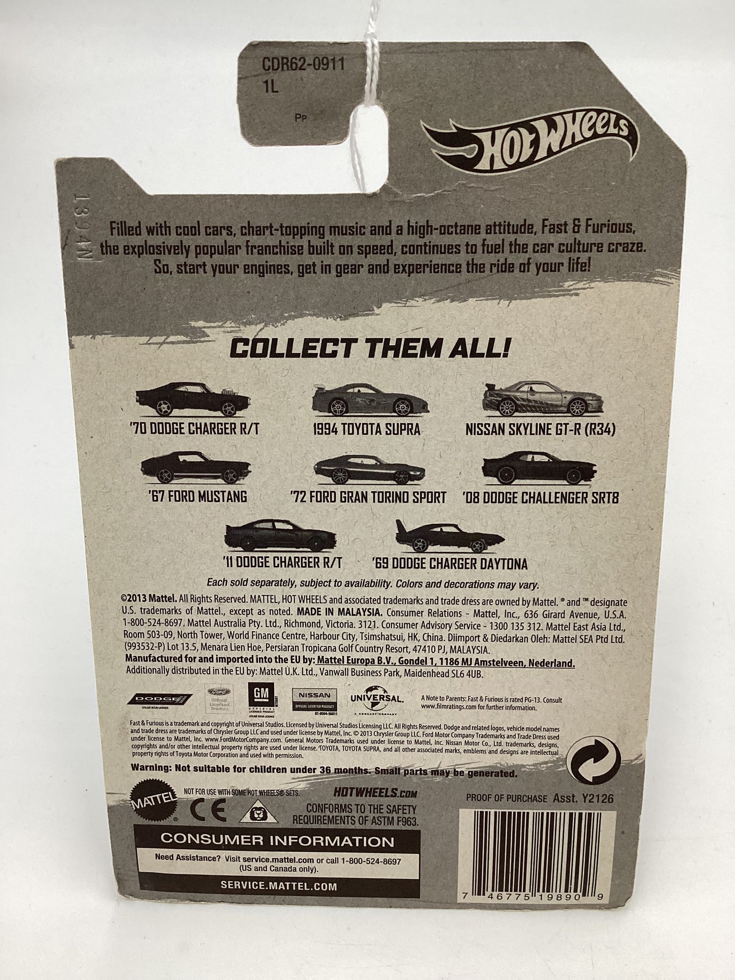 2014 Hot Wheels Fast & Furious #5 72 Ford Grand Torino Sport Green 69E