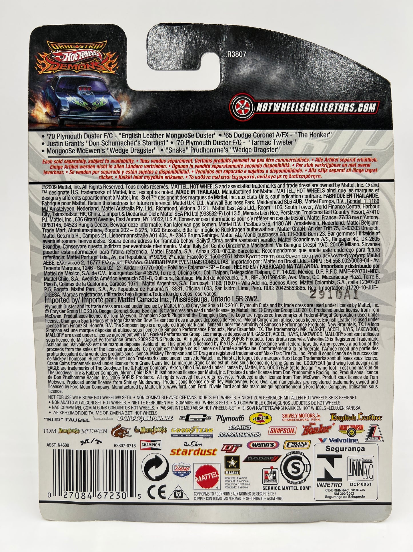 Hot Wheels Drag Strip Demons #25 Justin Grants Don Schumachers Stardust W/Protector