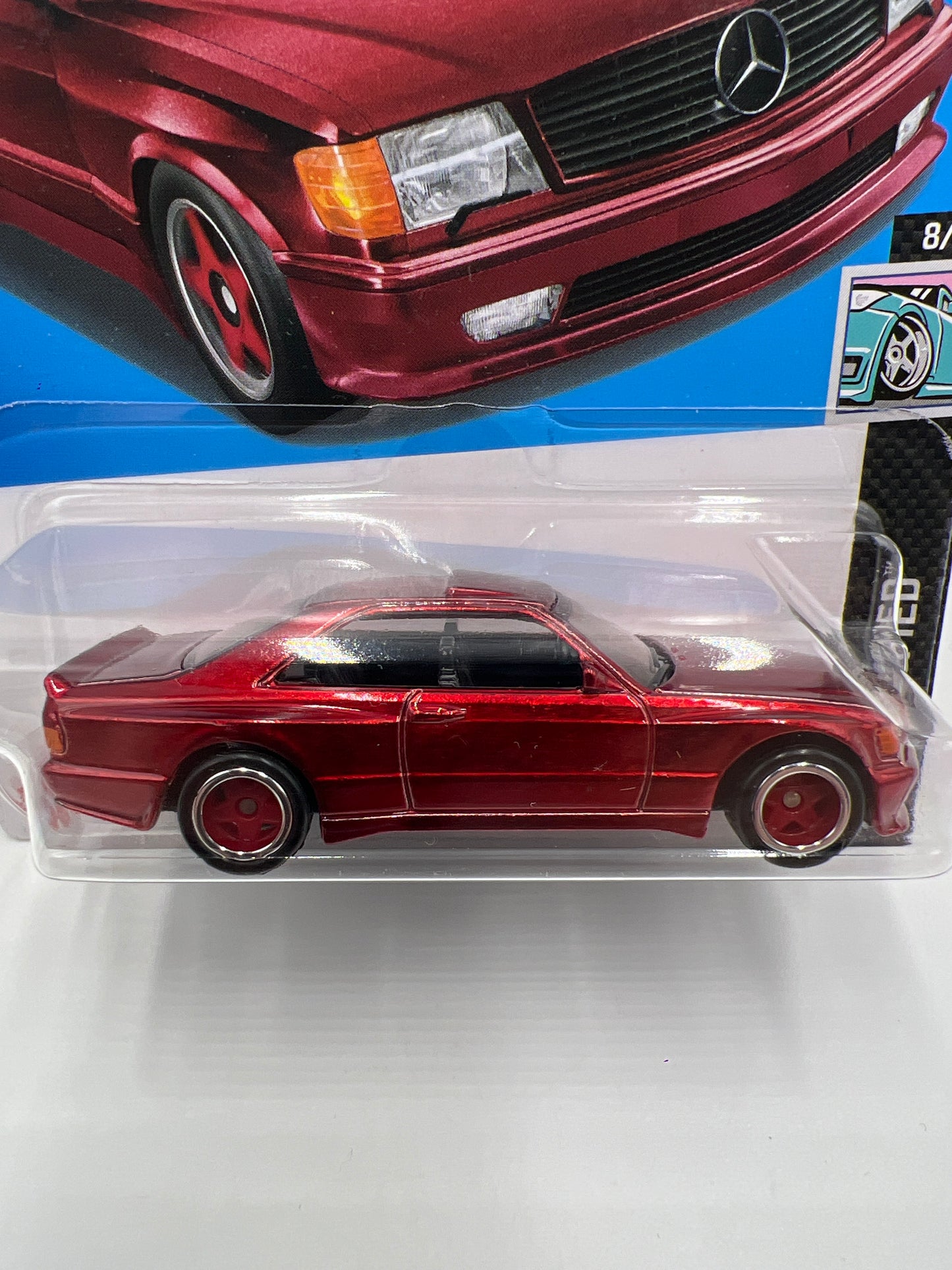 2024 Hot Wheels Super Treasure Hunt #82 89 Mercedes-Benz 560 SEC AMG Red W/Protector
