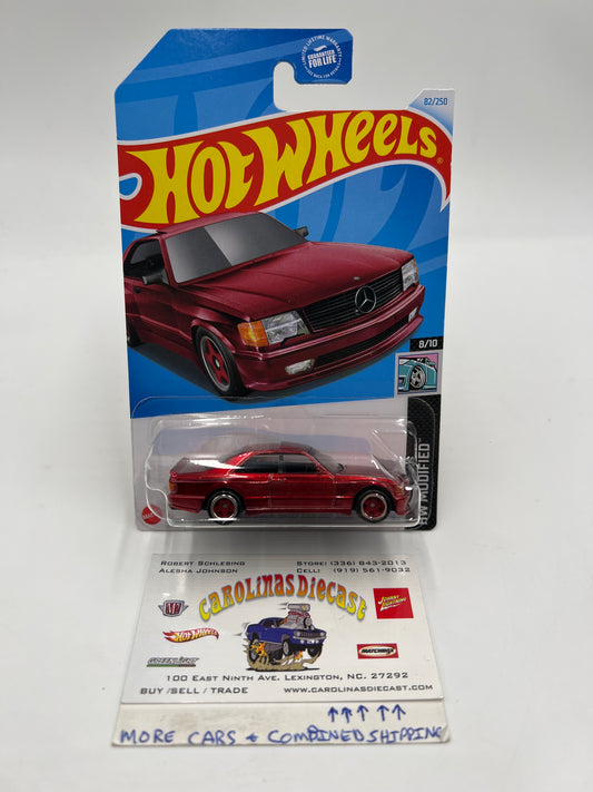 2024 Hot Wheels Super Treasure Hunt #82 89 Mercedes-Benz 560 SEC AMG Red W/Protector
