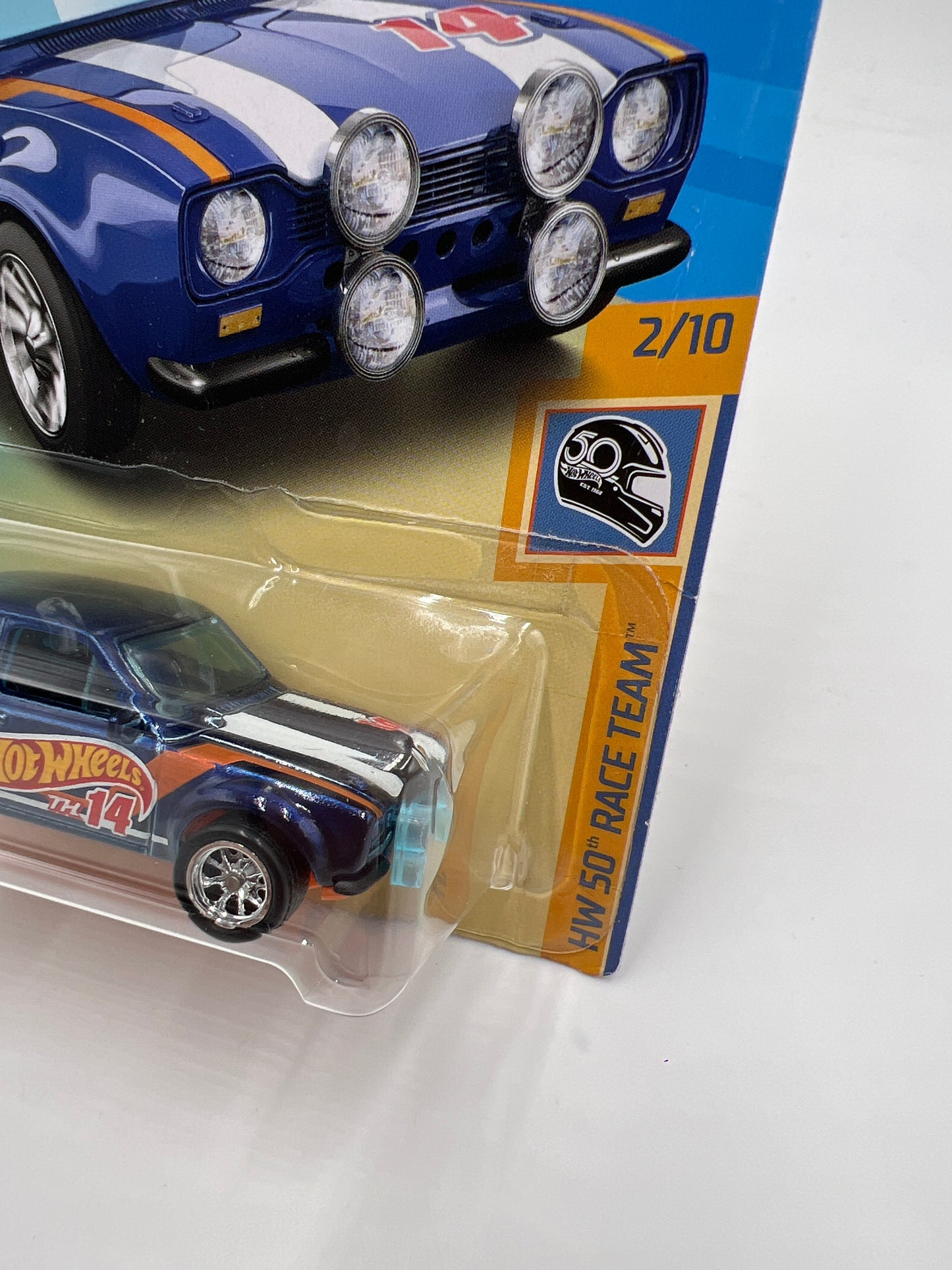 2018 Hot Wheels Super Treasure Hunt 70 Ford Escort RS1600 Blue W/Protector Card Not Perfect