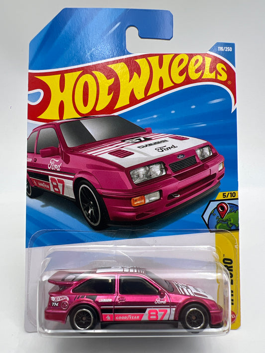 2026 Hot Wheels Super Treasure Hunt #116 87 Ford Sierra Cosworth Pink W/Protector Intl