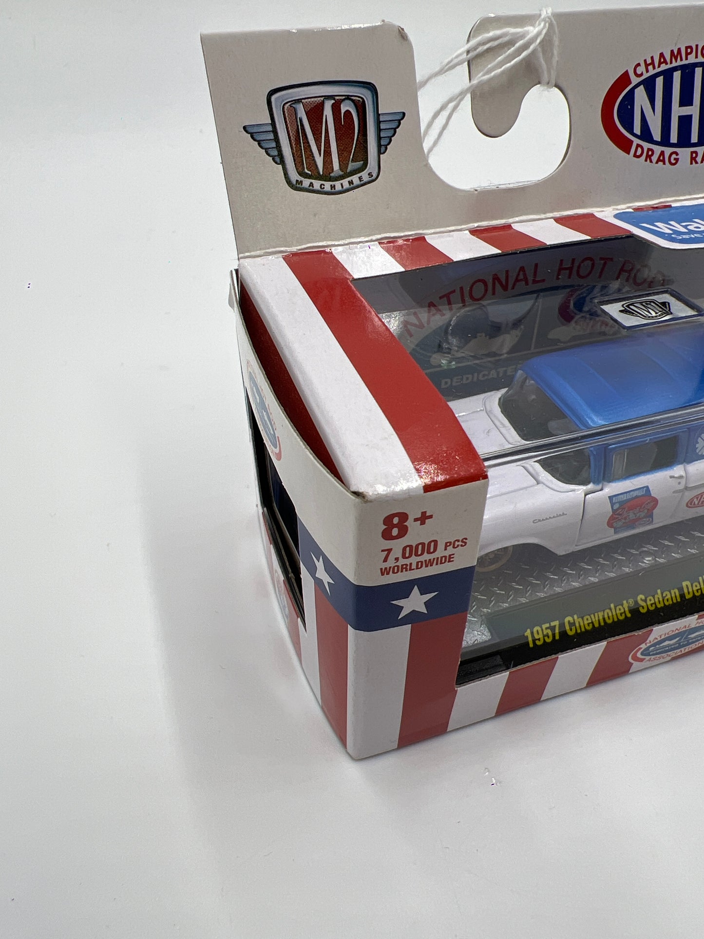 M2 Machines Walmart Exclusive NHRA 1957 Chevrolet Sedan Delivery White/Blue WMT13