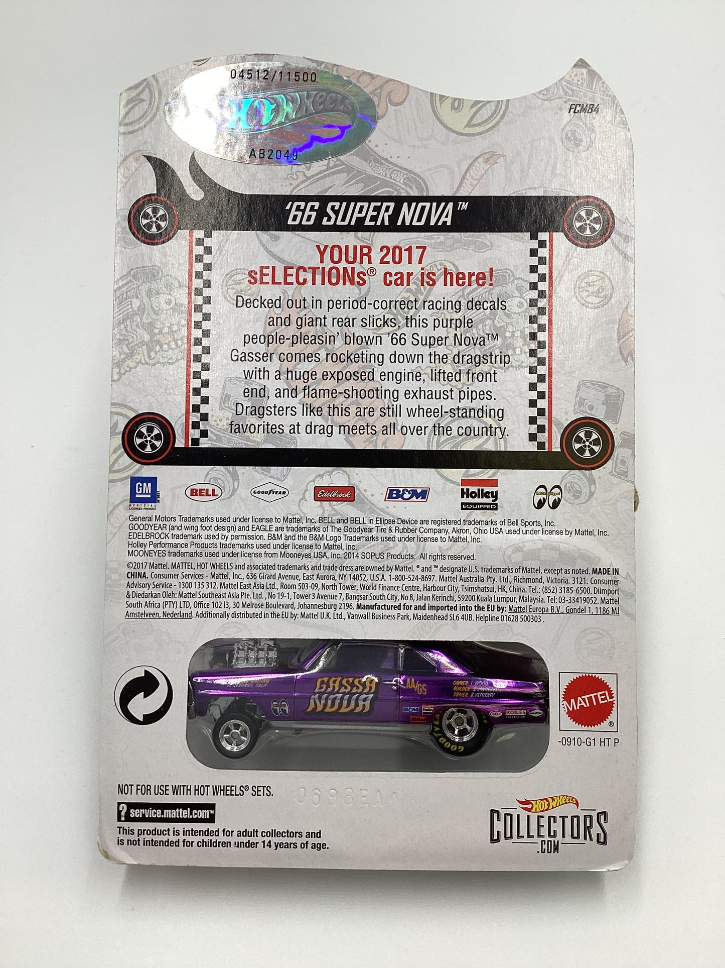 2017 Hot Wheels RLC sELECTIONs Series 66 Super Nova Purple 4512/11500 with protector