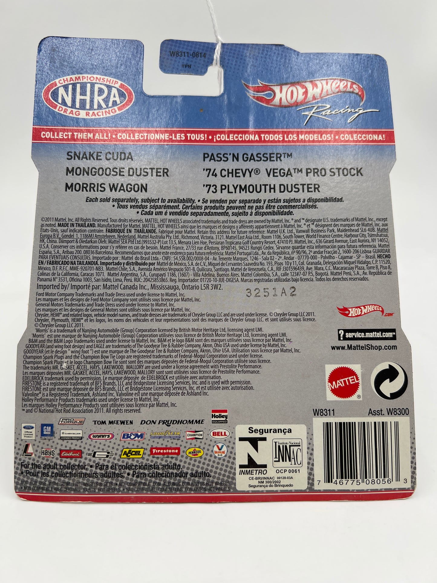 Hot Wheels Racing Premium NHRA Drag Racing 74 Chevy Vega Pro Stock Lil Wonder Blue 243D