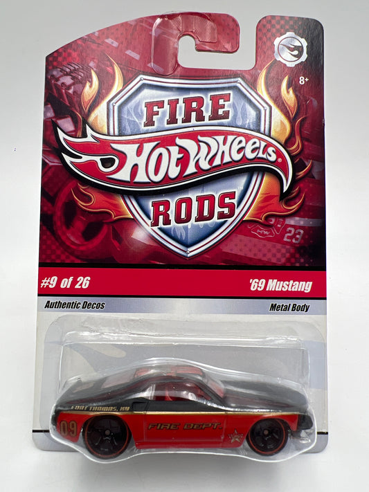 Hot Wheels Fire Rods #9 69 Mustang Red/Black W/Protector Bad/Cracked Blister