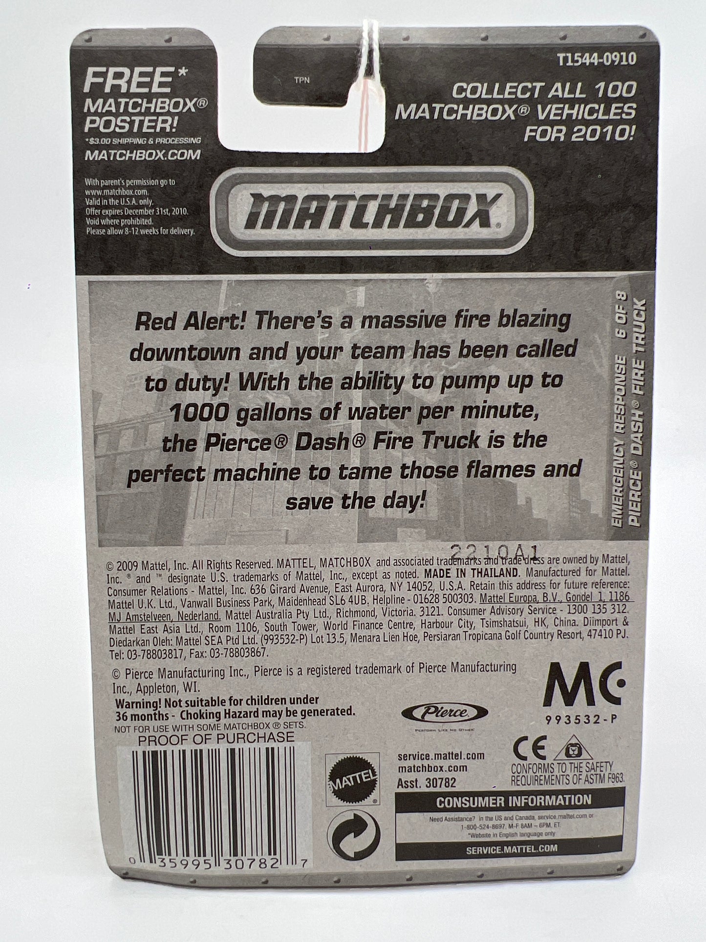 Matchbox Emergency Response #56 Pierce Dash Fire Truck Yellow/Black 216J