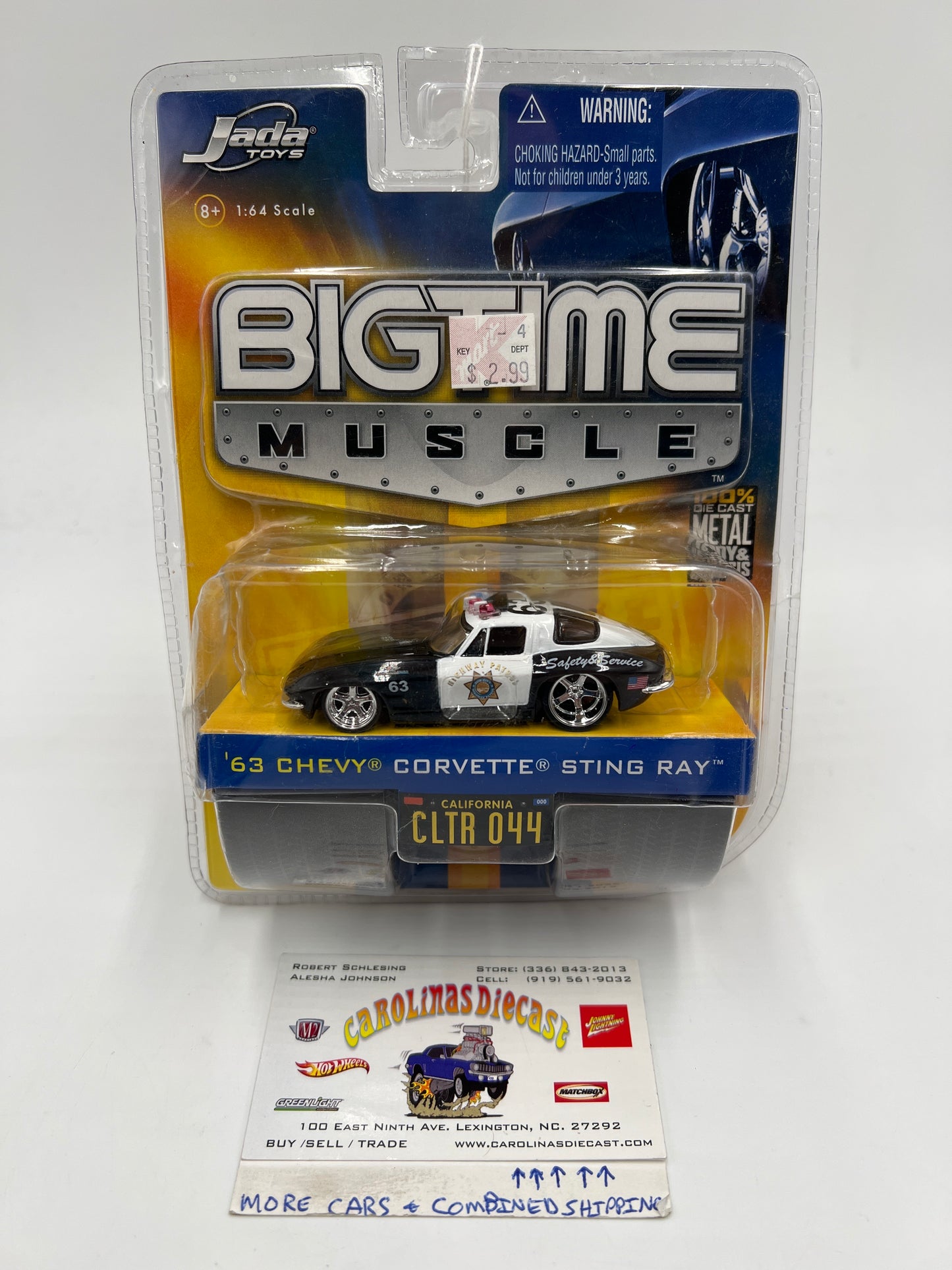 Jada Dub City Big Time Muscle #44 63 Chevy Corvette Sting Ray Police Dented Blister 184H