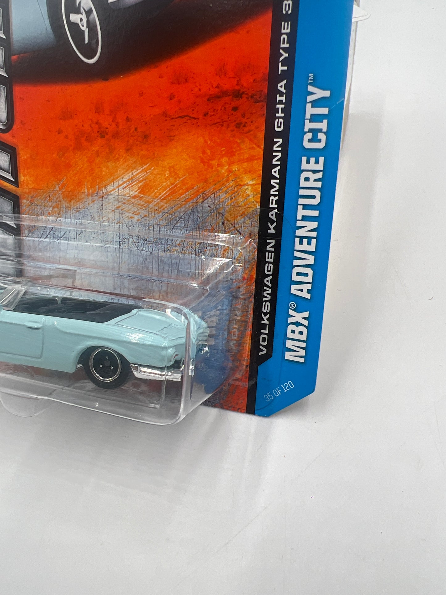 Matchbox #35 2013 MBX Adventure City Volkswagen Karmann Ghia Type 34 Light Blue 95G