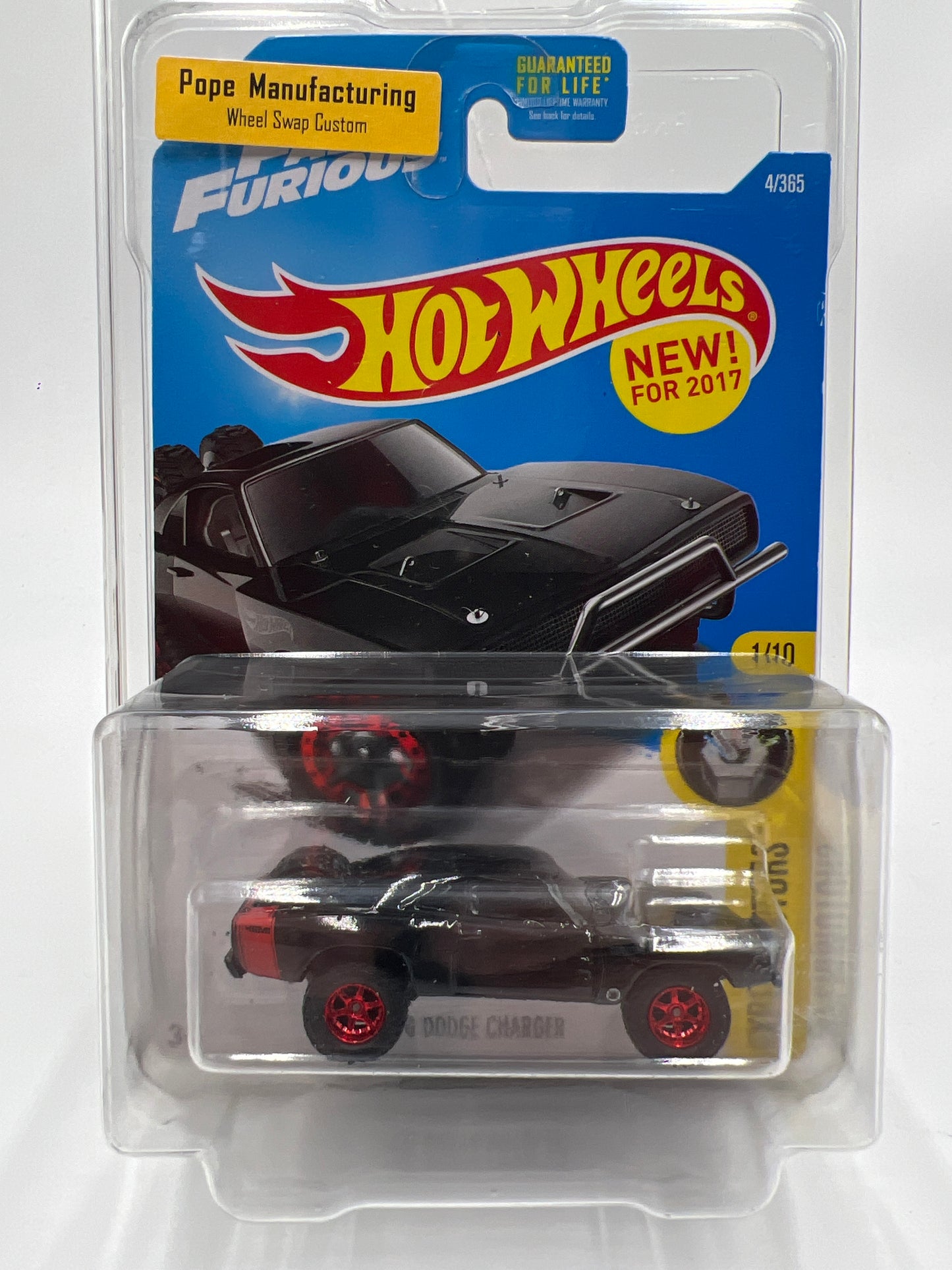 Hot Wheels Fast & Furious 70 Dodge Charger Black Wheel Swap Custom On Card W/Protector