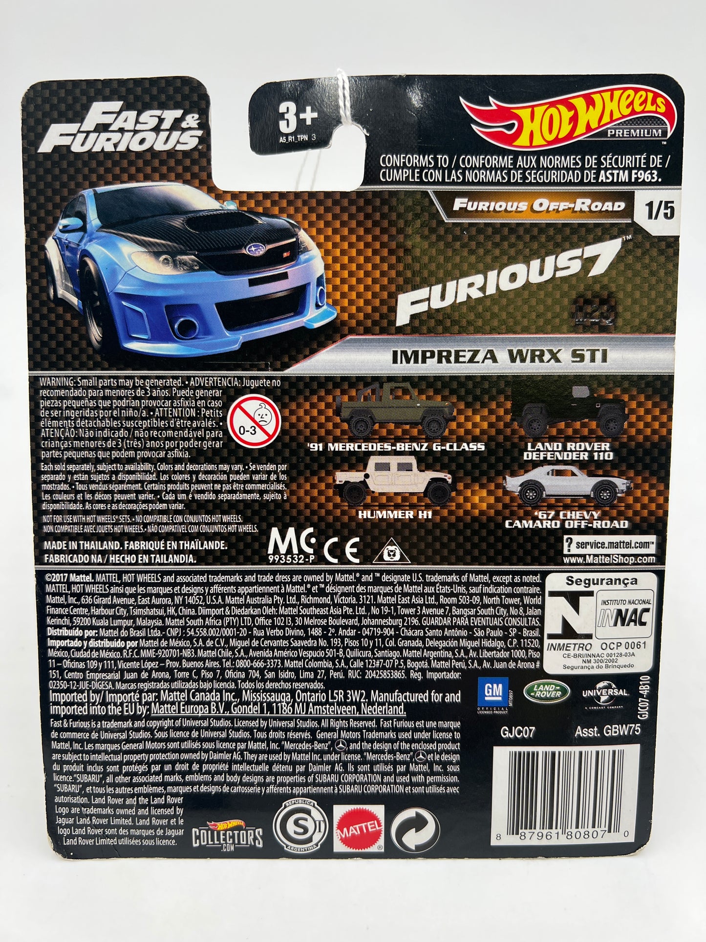 Hot Wheels Fast & Furious Furious Off-Road #1 Impreza WRX STI Blue 246A