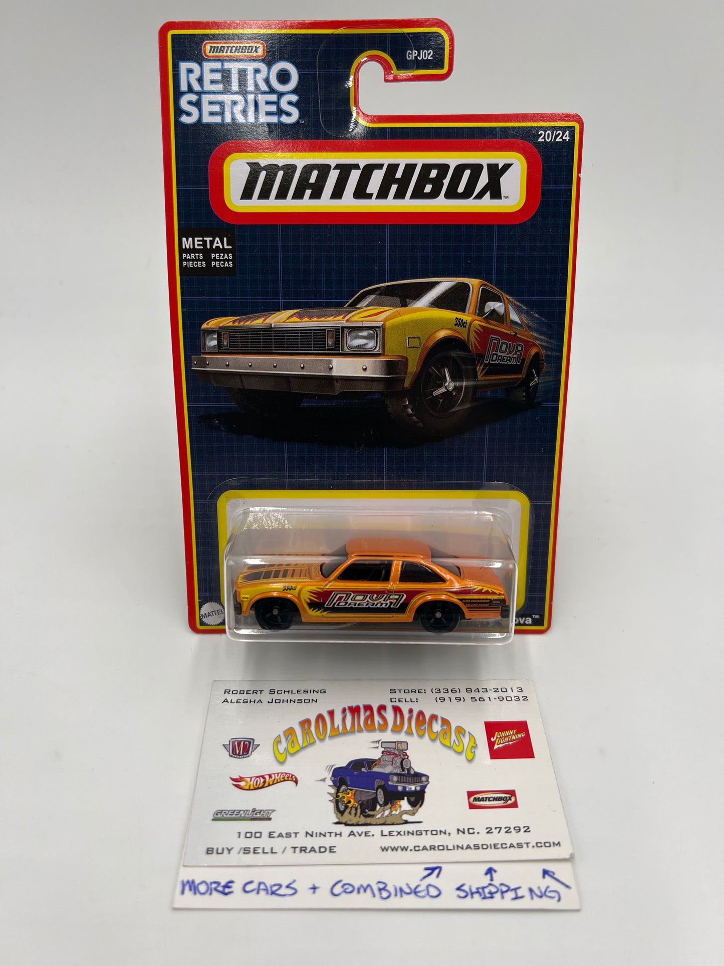 Matchbox Retro Series 1979 Chevy Nova Orange Wheel Swap Custom On Card W/Protector SR