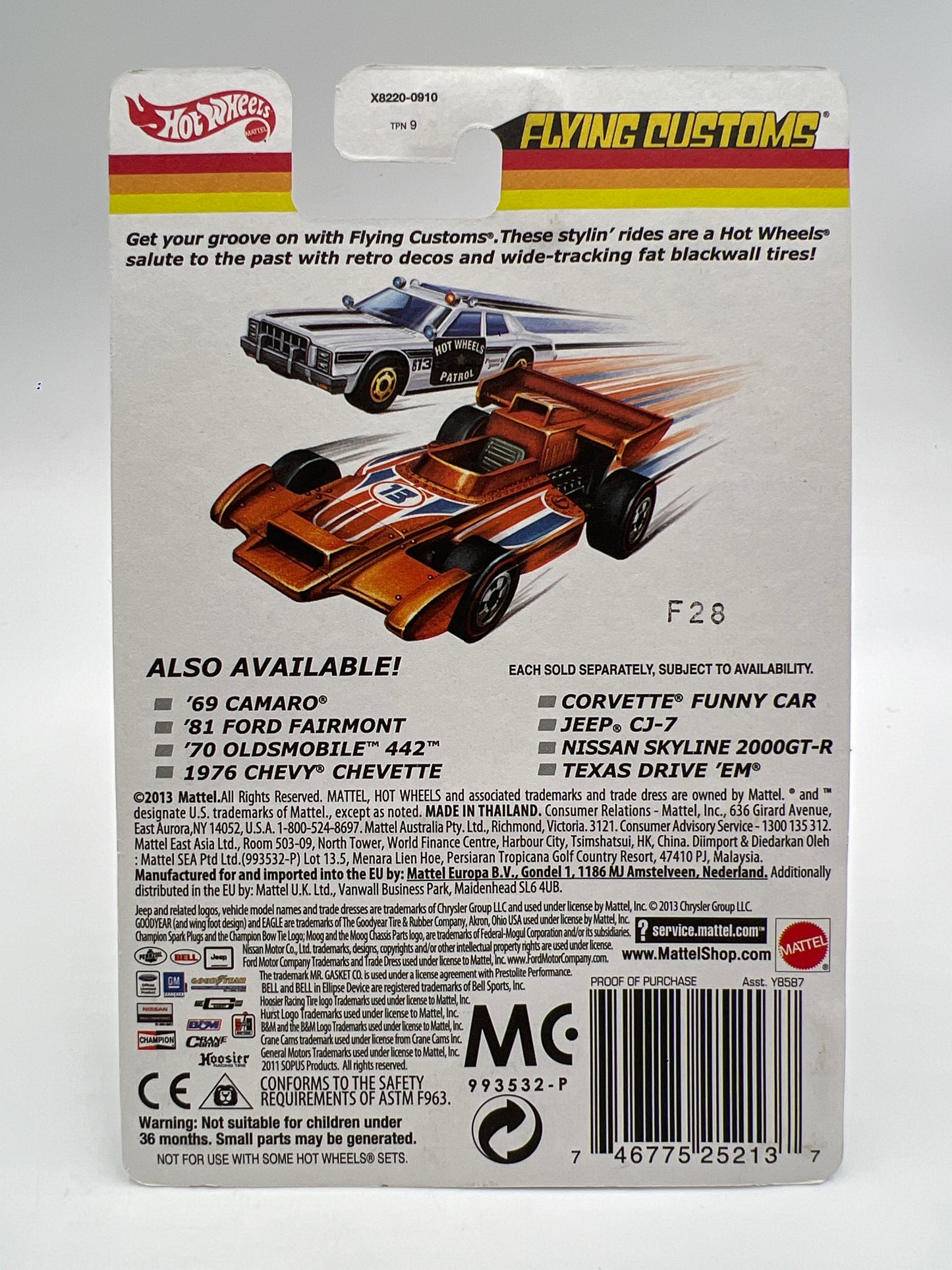 2013 Hot Wheels Flying Customs Jeep CJ-7 Brown W/Protector