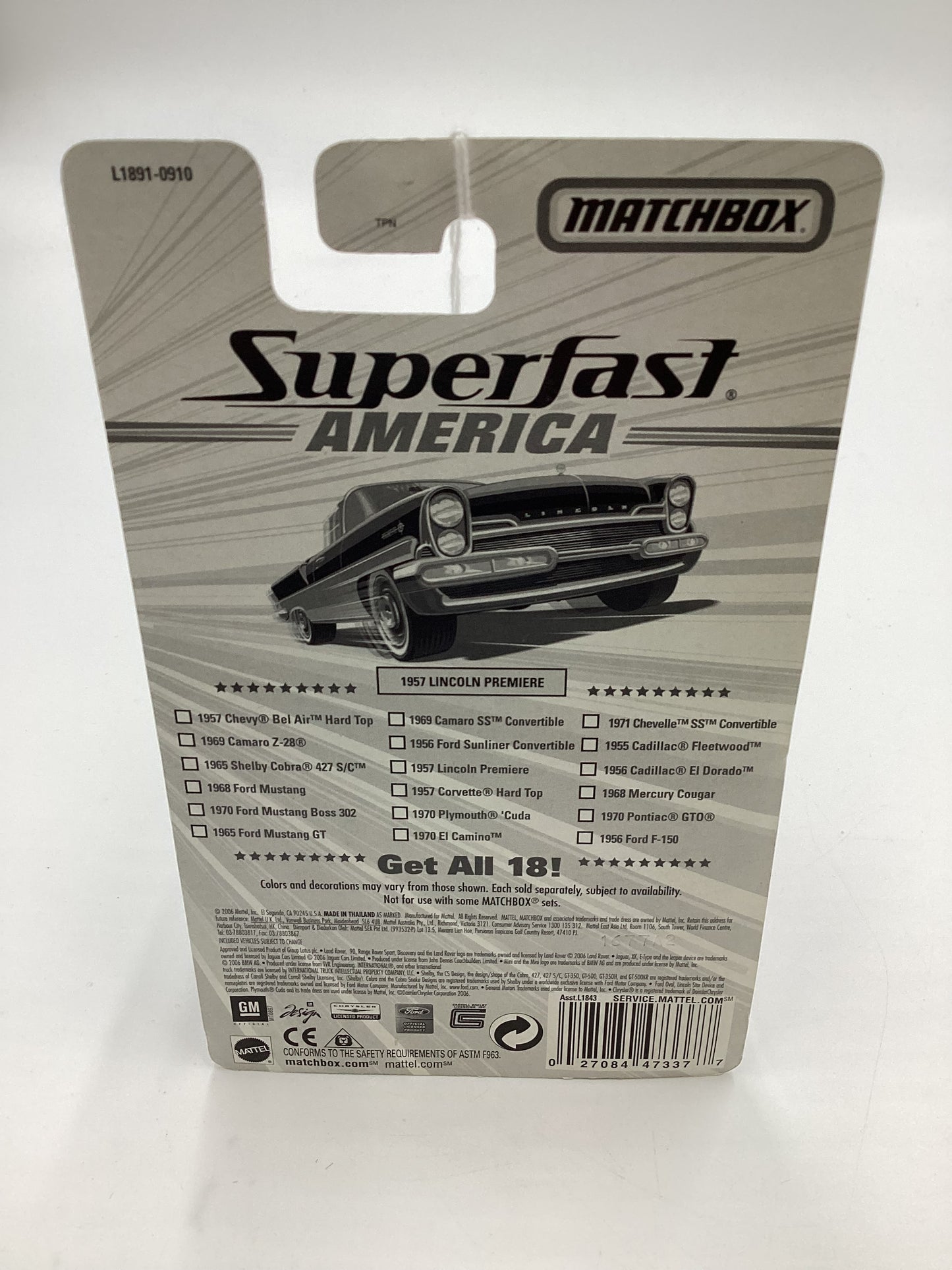 Matchbox Superfast America #9 1957 Lincoln Premiere Black/Purple 174F