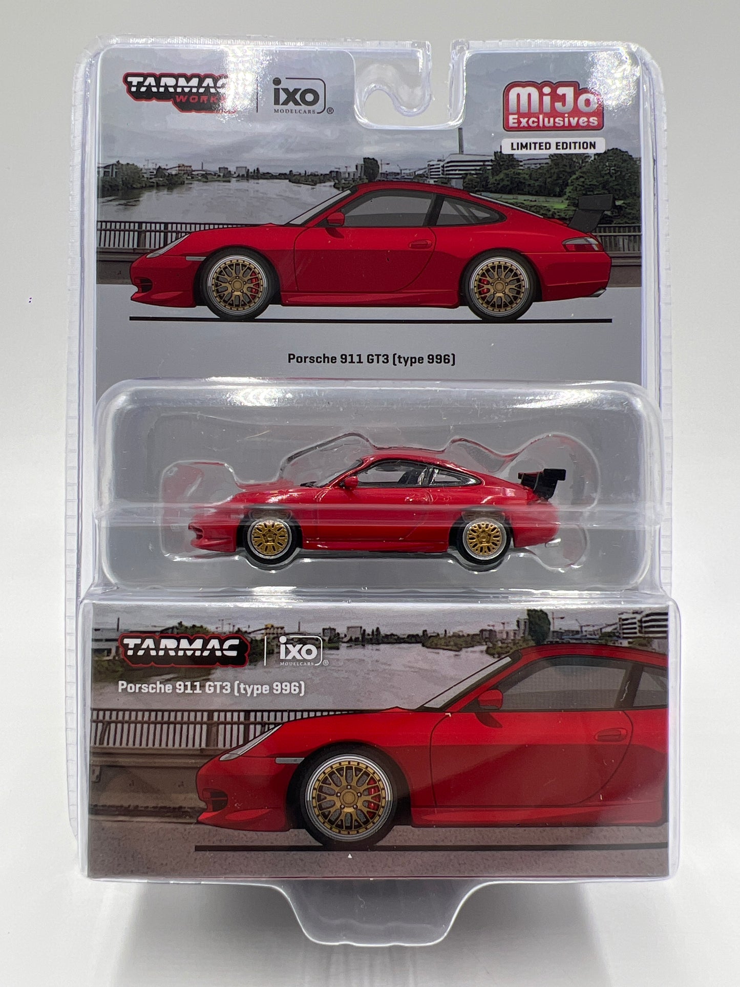 Tarmac Works x IXO Models Mijo Exclusives #69RE Porsche 911 GT3 Type 996 Red 240D