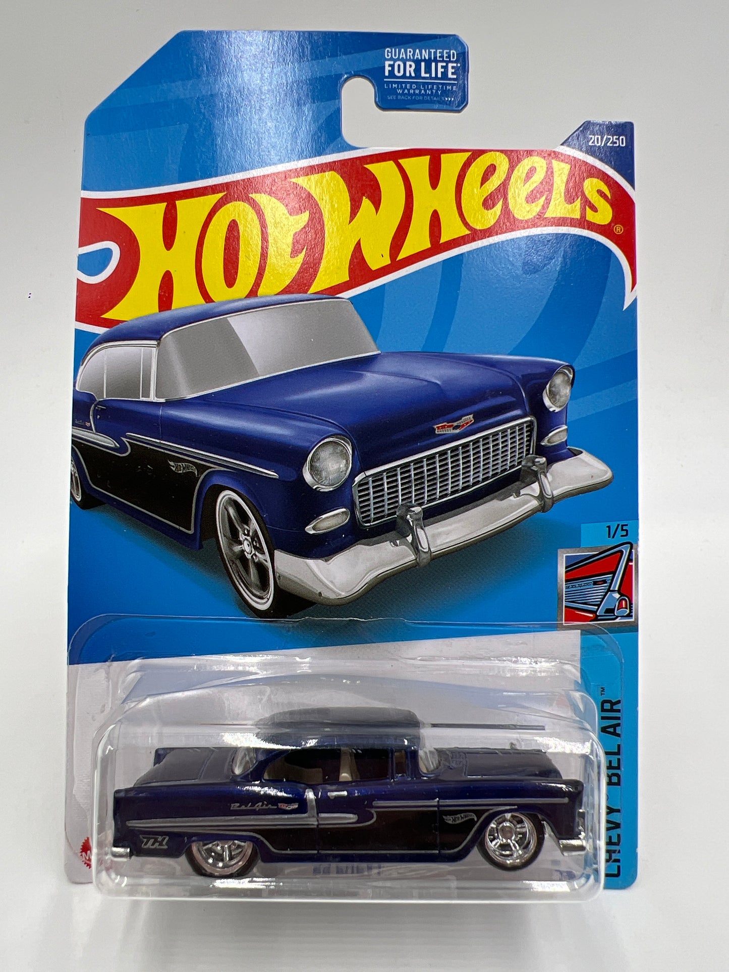 2022 Hot Wheels Super Treasure Hunt #20 55 Chevy Blue W/Protector Blister Not Perfect