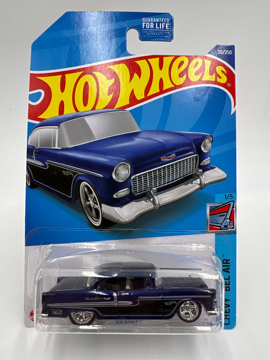 2022 Hot Wheels Super Treasure Hunt #20 55 Chevy Blue W/Protector Blister Not Perfect