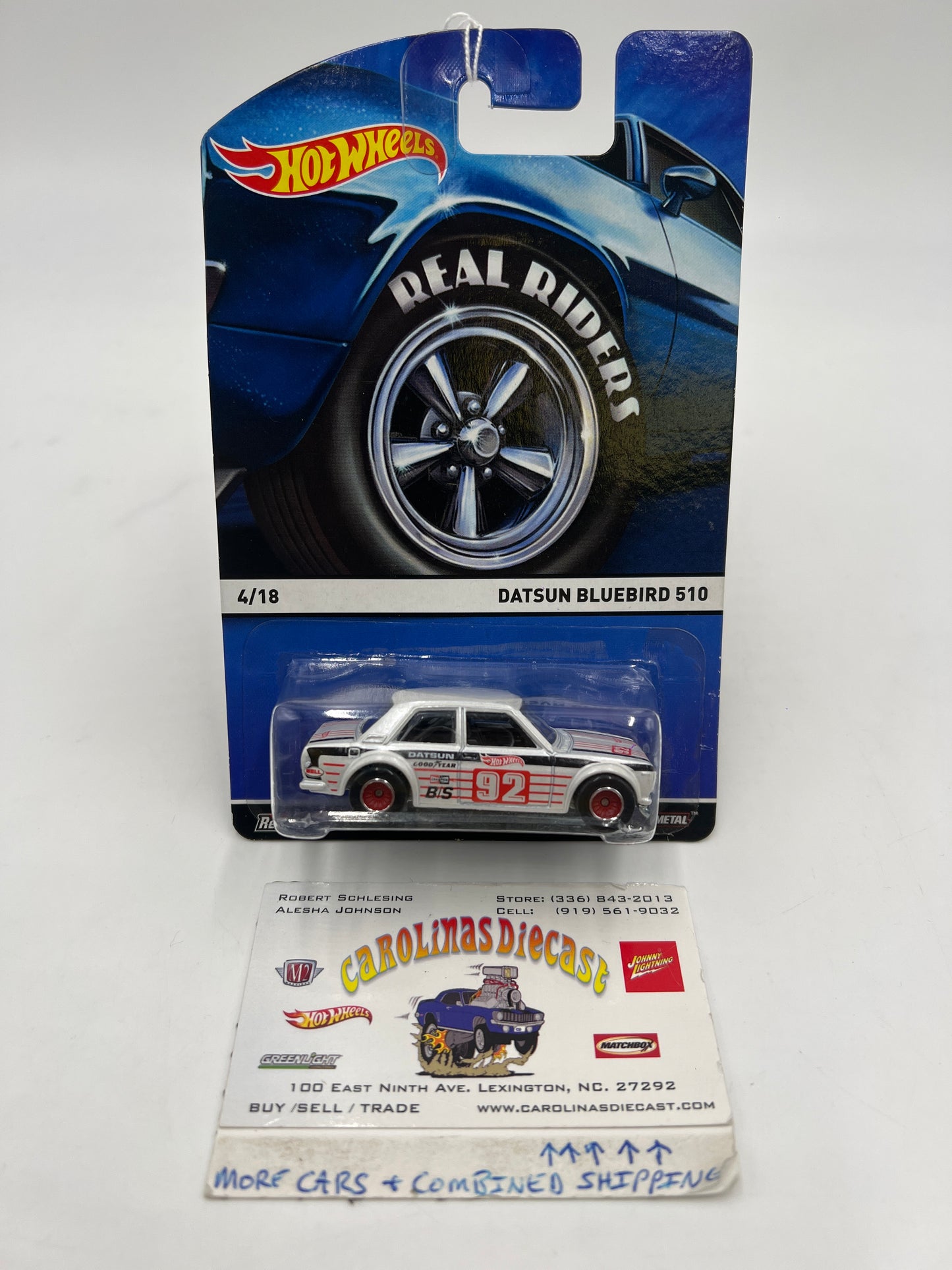 2015 Hot Wheels Heritage Real Riders 4/18 Datsun Bluebird 510 White *Blister Reglued* 245M