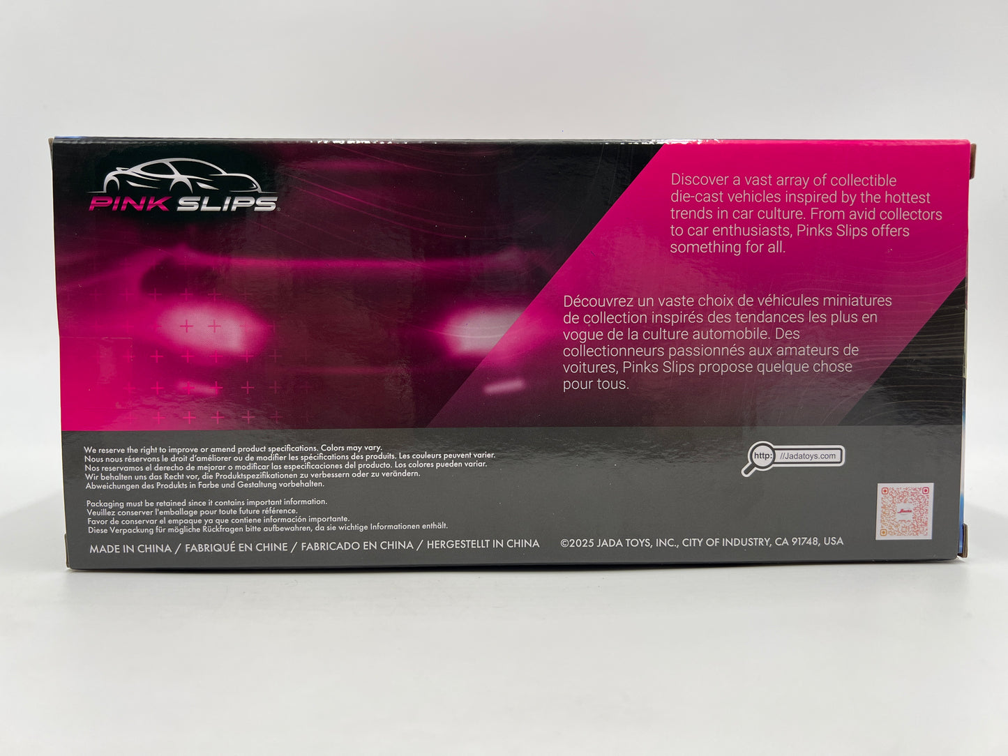 Jada Pink Slips 1/24 Scale CHASE Back To The Future Time Machine DeLorean Pink W/Working Lights