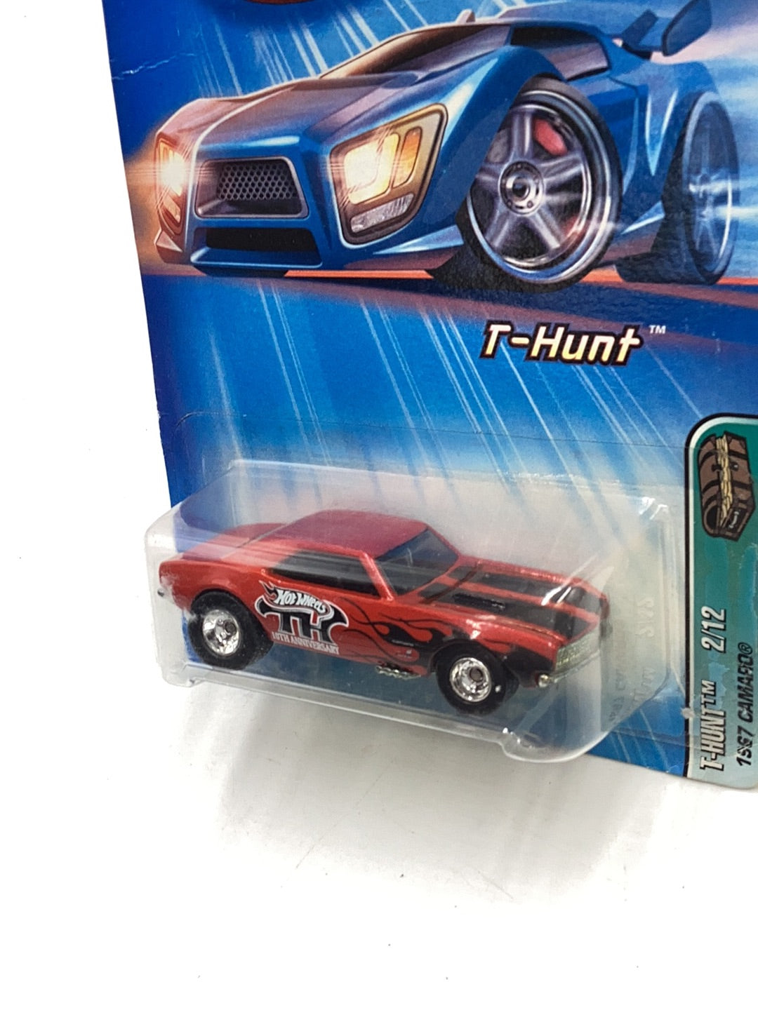 2005 Hot Wheels #122 Treasure Hunt 1967 Camaro real riders W/protector (Bad Card)