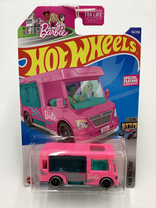 2022 Hot Wheels Metro #56 Barbie Dream Camper Pink cracked blister 119F