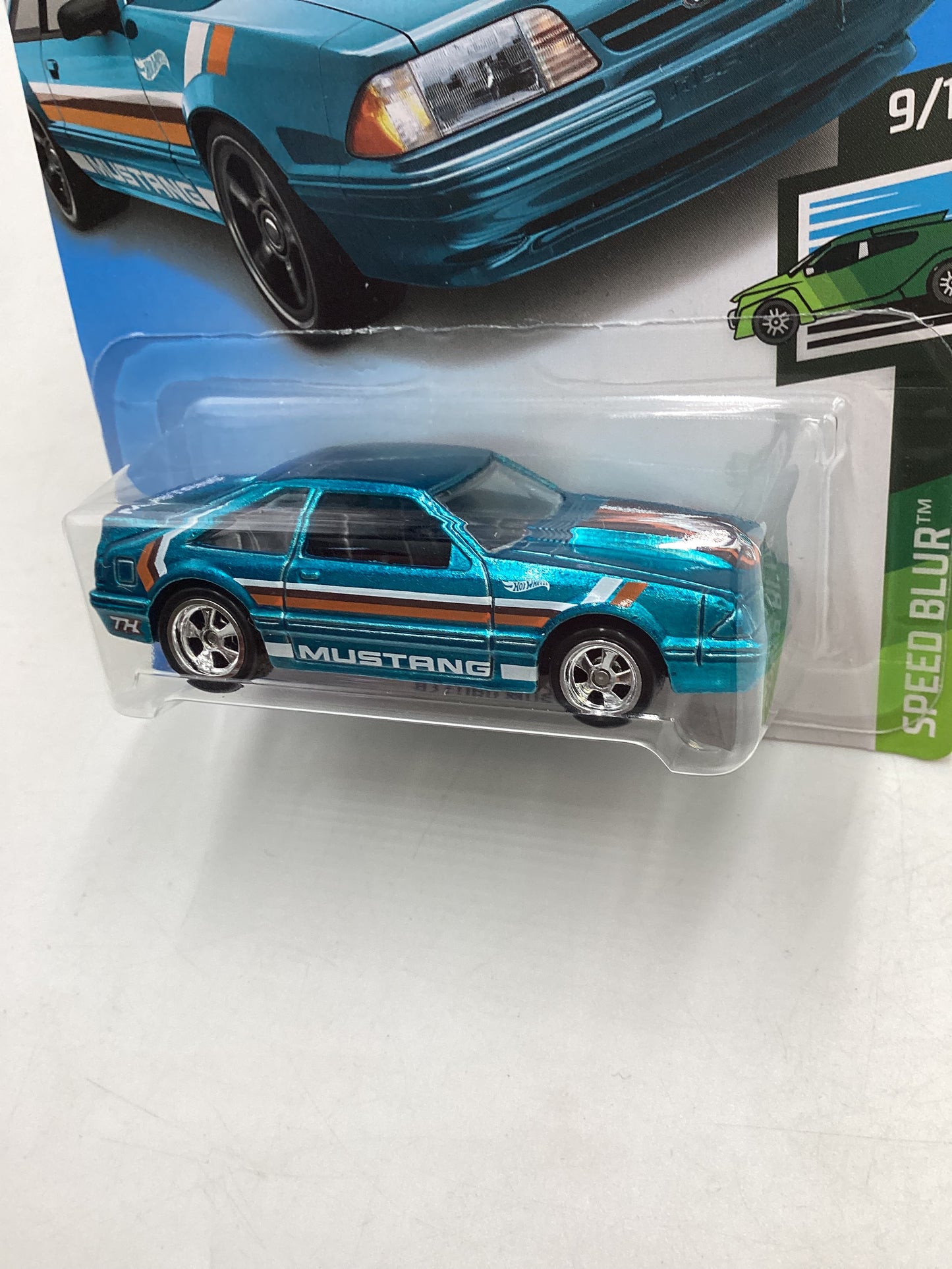 2019 Hot Wheels Super Treasure Hunt #152 92 Ford Mustang Blue W/Protector