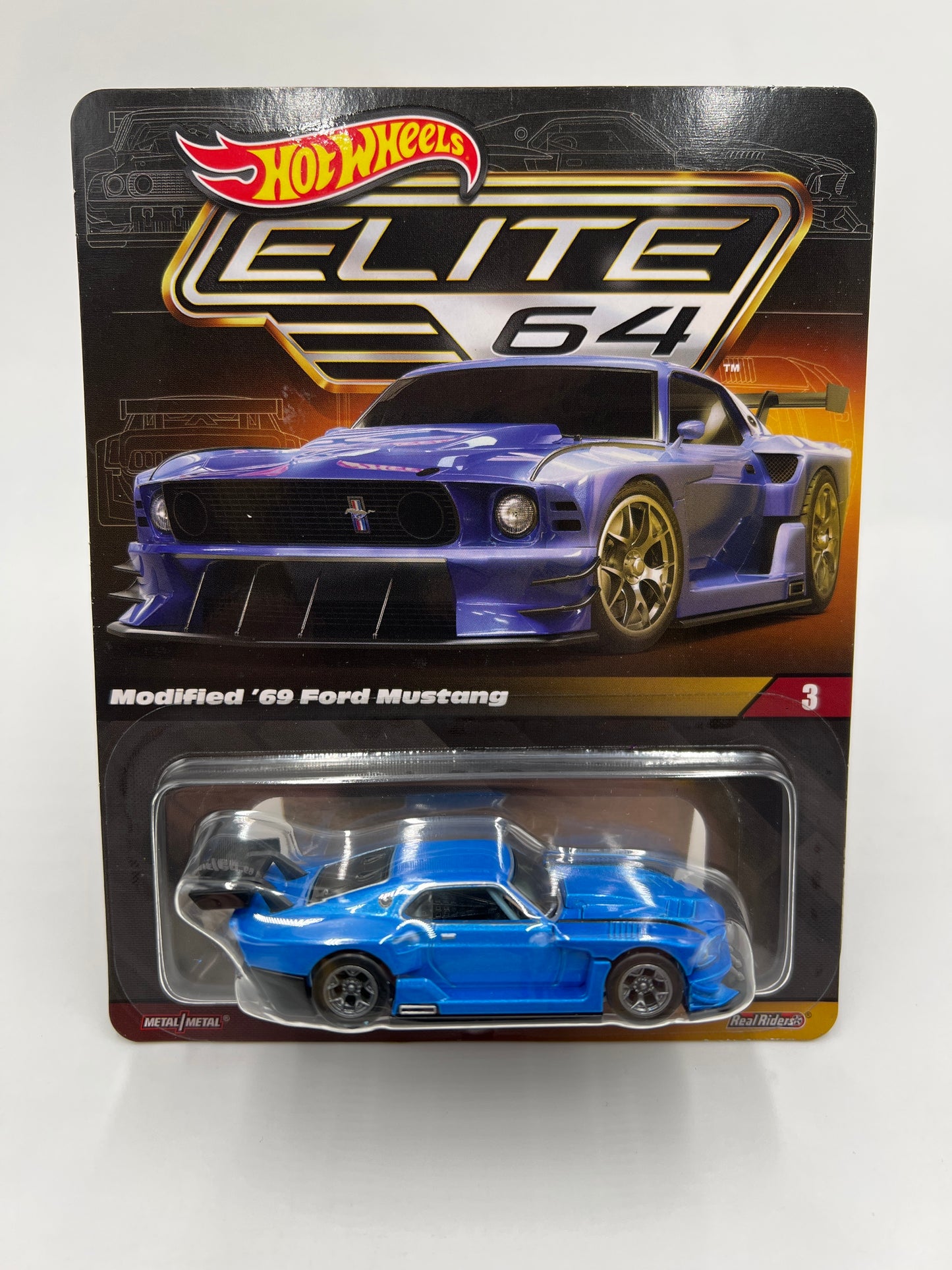 Hot Wheels RLC Elite 64 #3 Modified 69 Ford Mustang Blue W/Protector