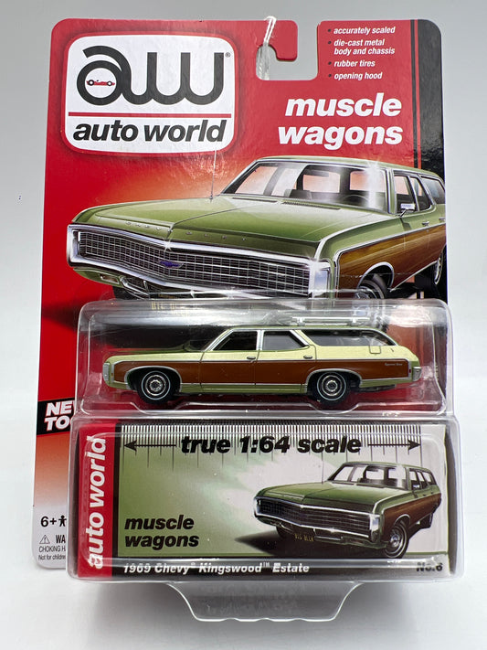 Auto World Muscle Wagons #6 1969 Chevy Kingswood Estate Green 2