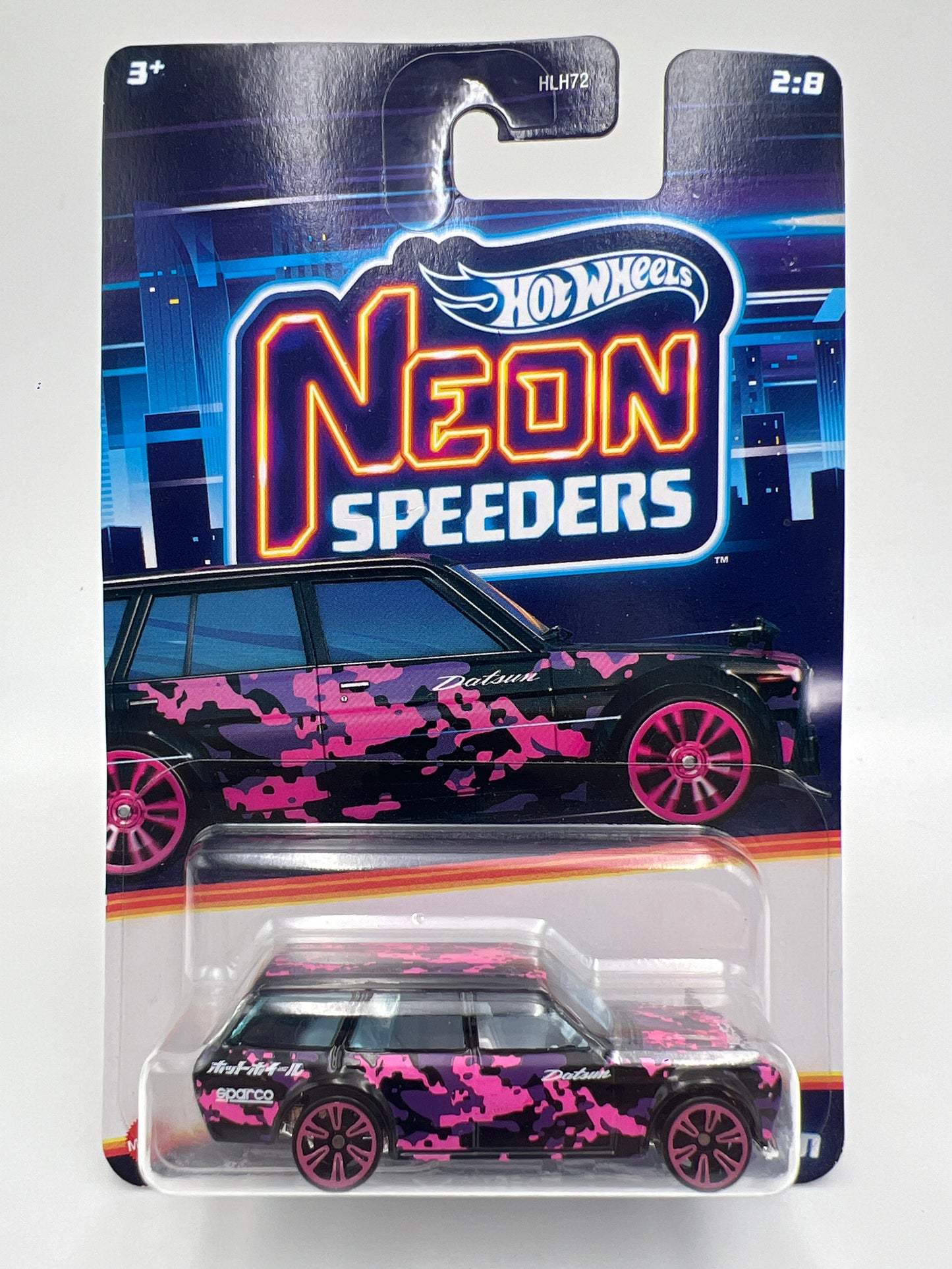 Hot Wheels Neon Speeders #2 Datsun 510 Wagon Black/Pink 158H