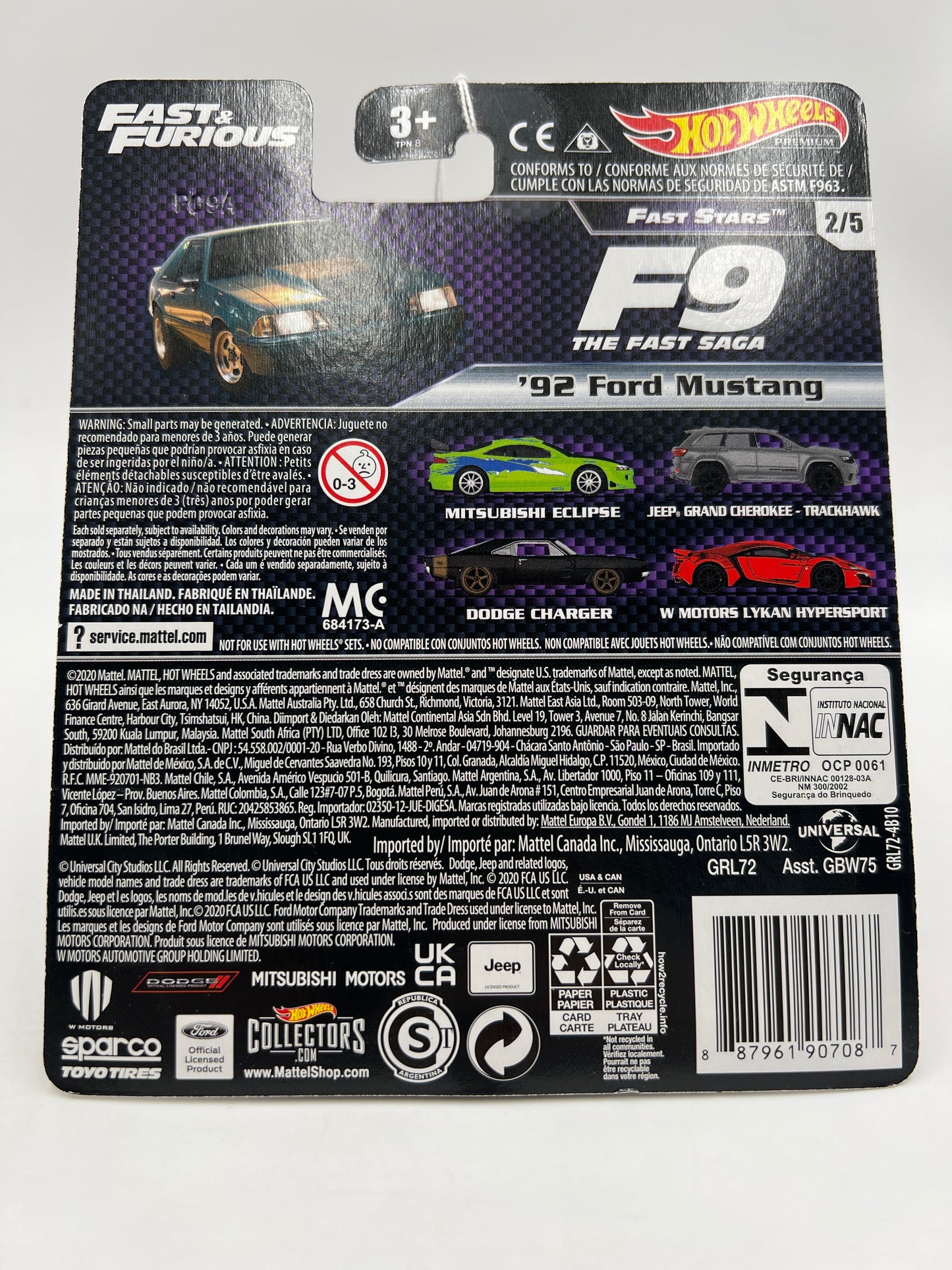 Hot Wheels Fast and Furious Fast Stars #2 92 Ford Mustang 246B