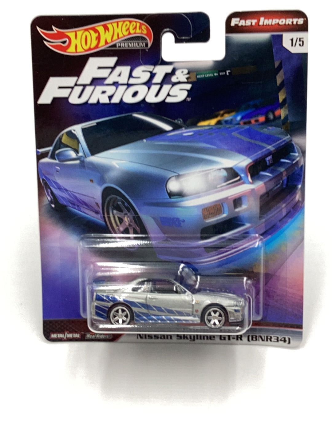 Hot Wheels fast and furious fast imports #1 nissan skyline gt-R bnr34 with protector