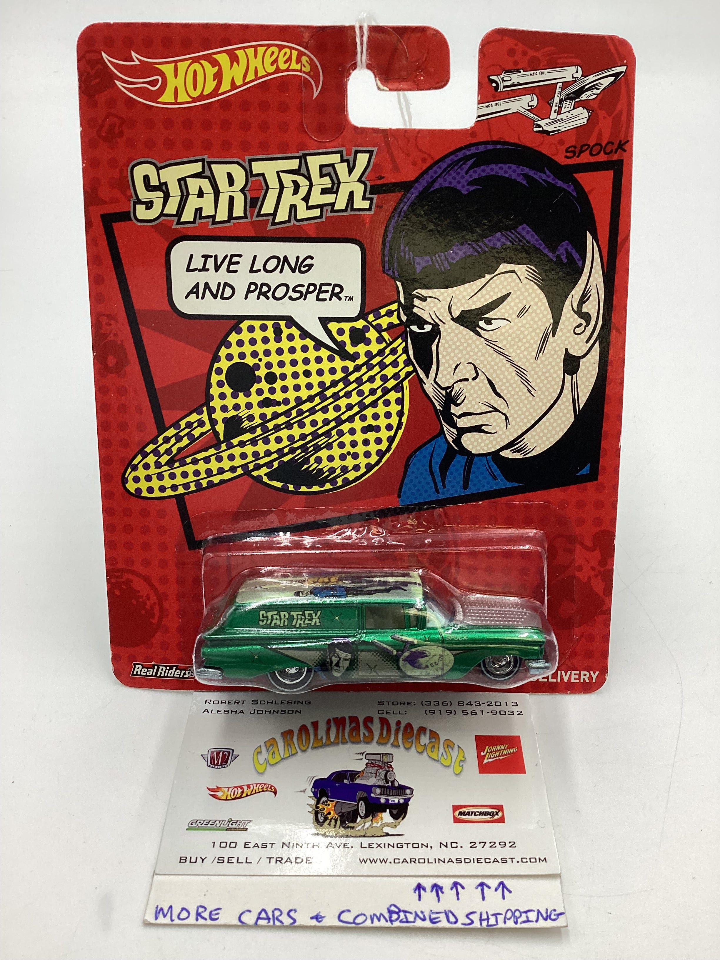Hot wheels Pop Culture Star Trek Spock 59 Chevy Delivery Green