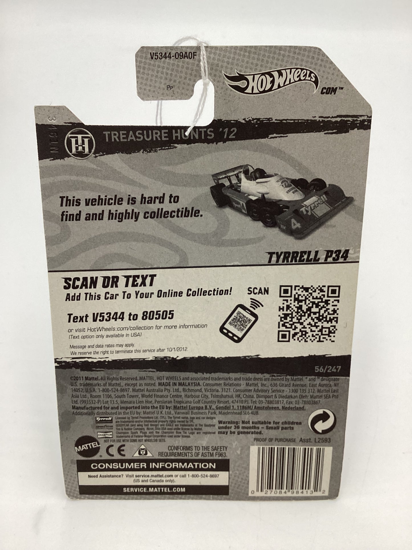 2012 Hot Wheels Treasure Hunt #56 Tyrell P34 Red