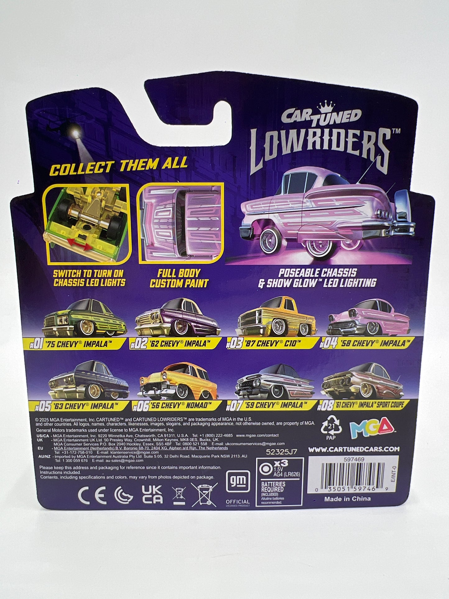 MGA Car Tuned Series 2 Show Glow Lowriders #4 58 Chevy Impala