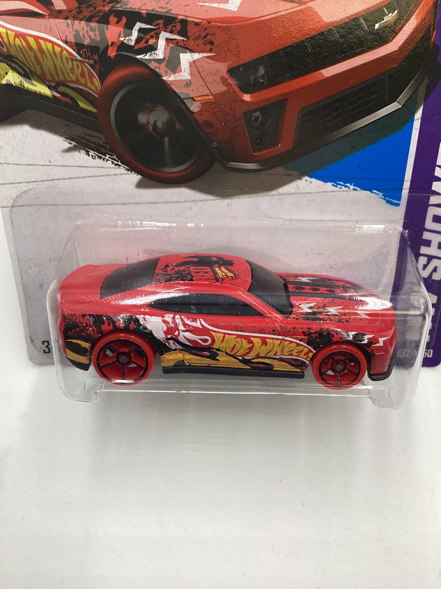 2013 Hot Wheels #192 12 Camaro ZL1 Red Solid Wheels 7B