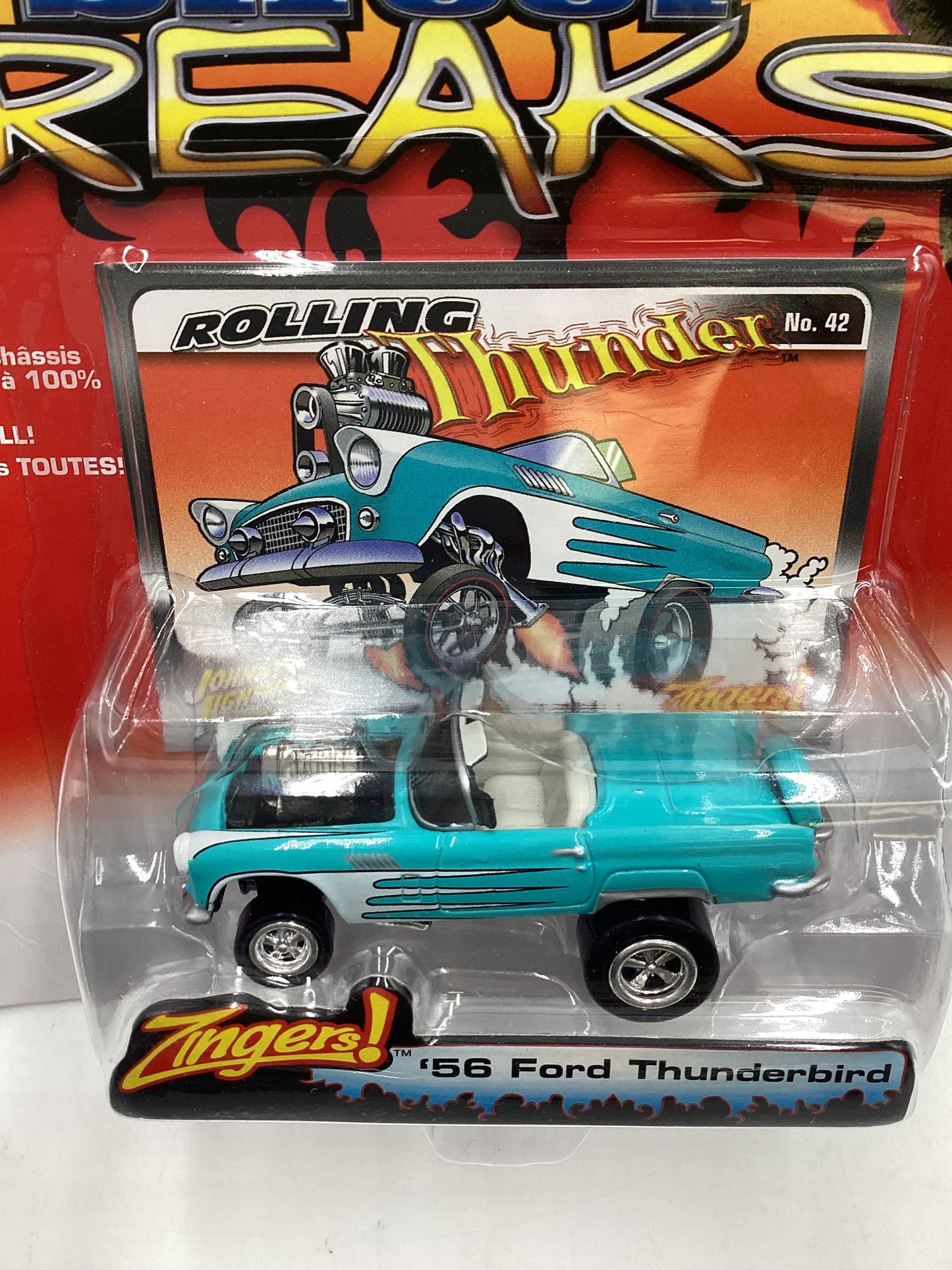 Johnny lightning Street freaks zingers #42 56 Ford Thunderbird Blue *Veins* 190D