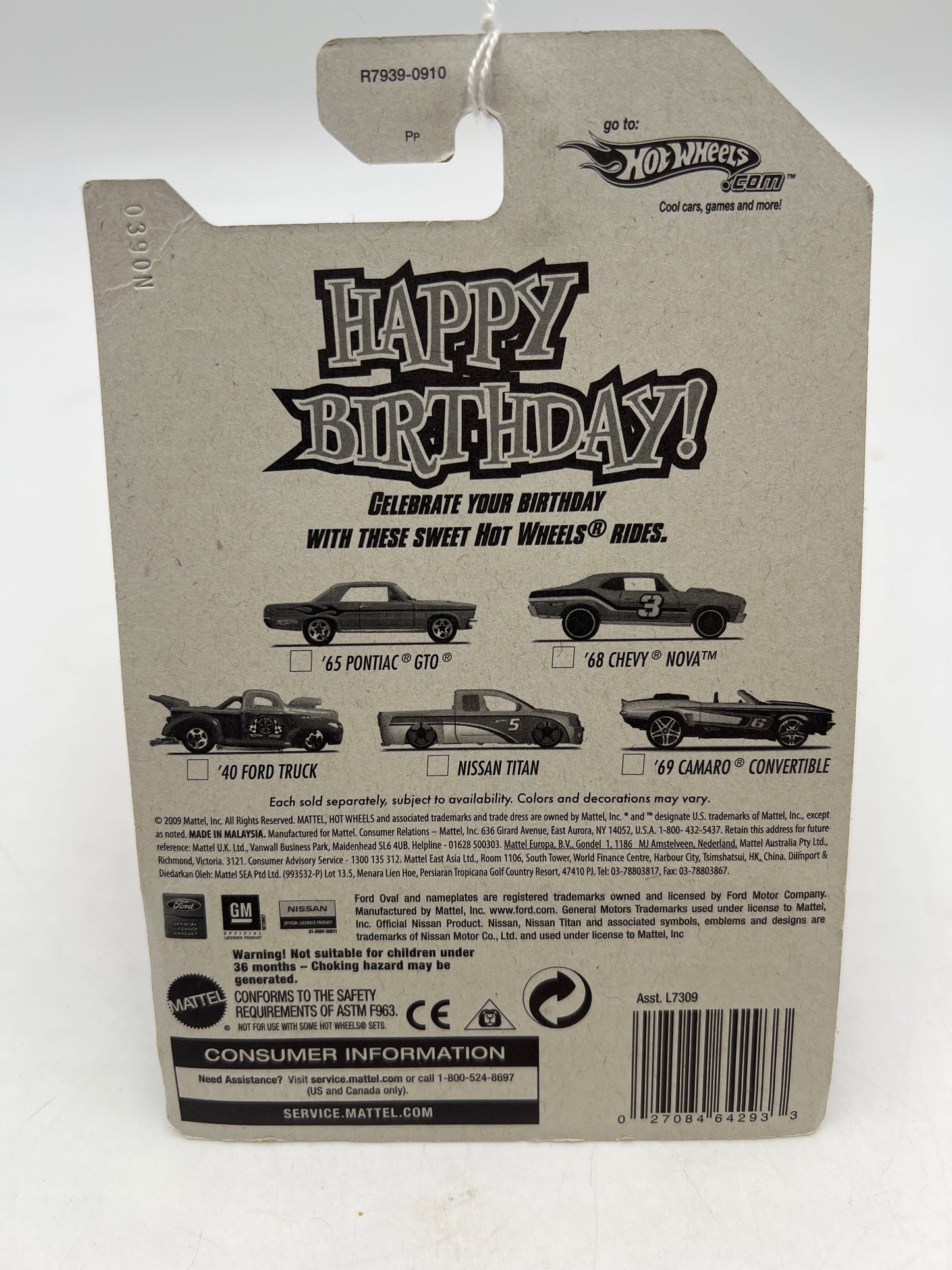 2010 Hot Wheels Happy Birthday 69 Camaro Convertible *Small Back Corner Vein* 158H